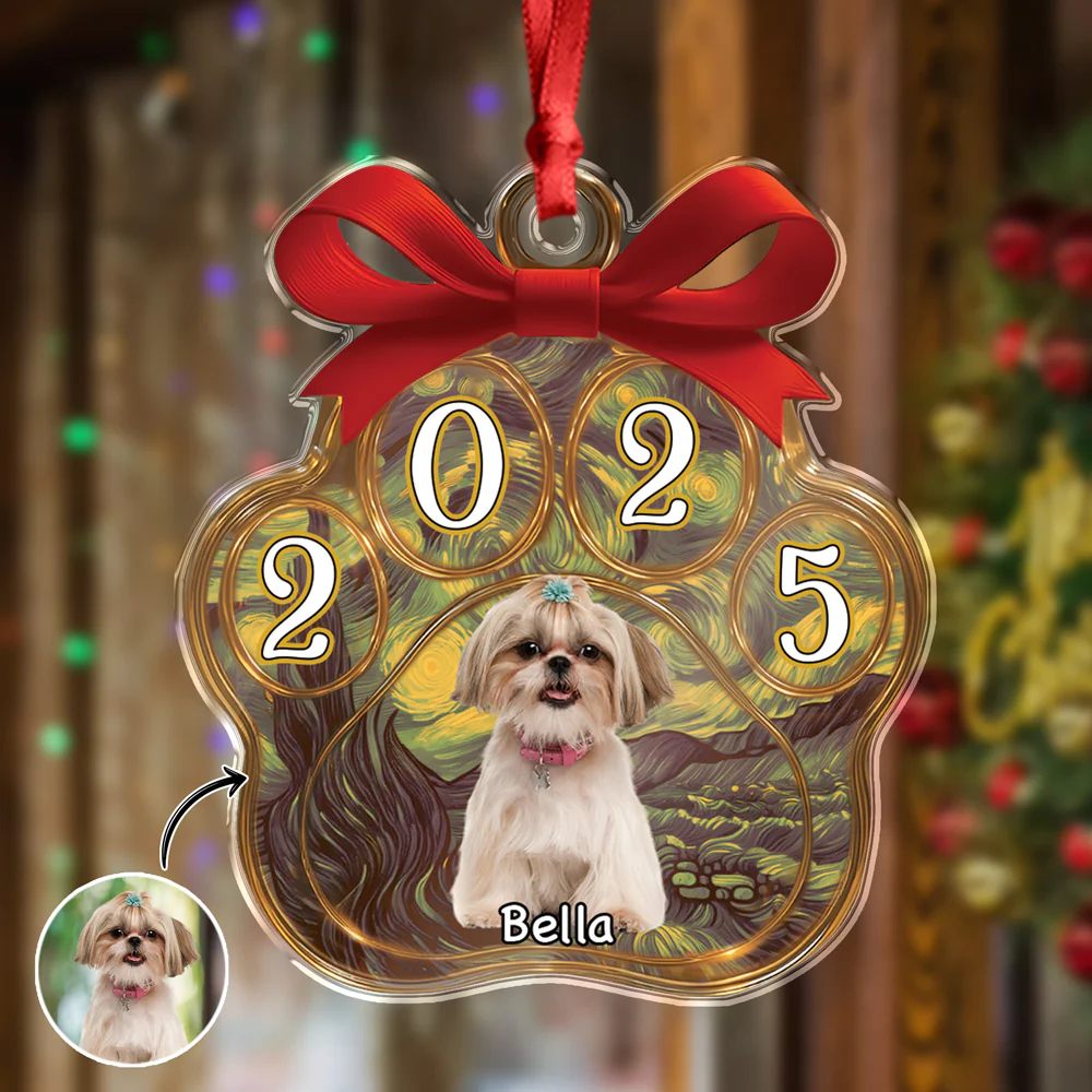 Custom Cute Dog Photo Van Gogh Christmas 2025 Acrylic Ornament LM32 895629 - Image 5