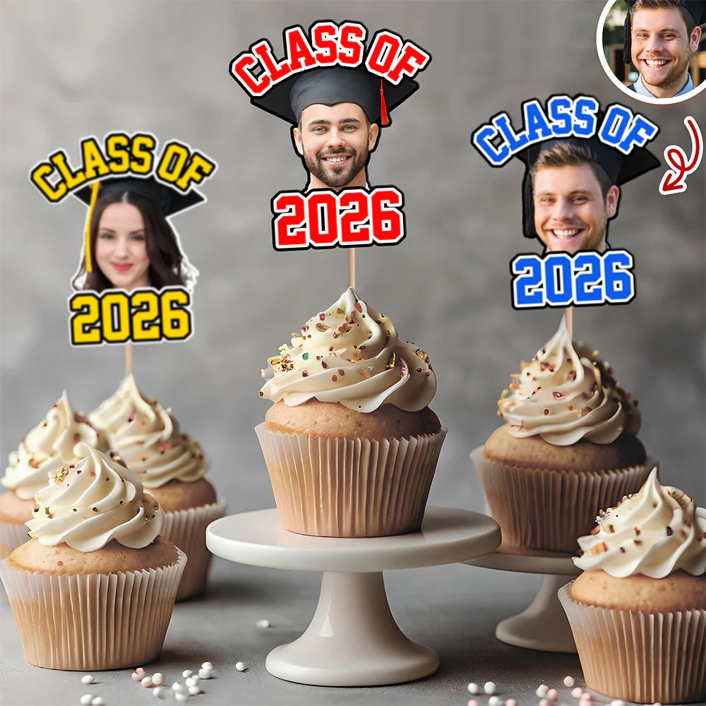 Custom Cute Face Class of 2026 Cupcake Toppers Graduation Party Favors LM32 899395 - Image 6