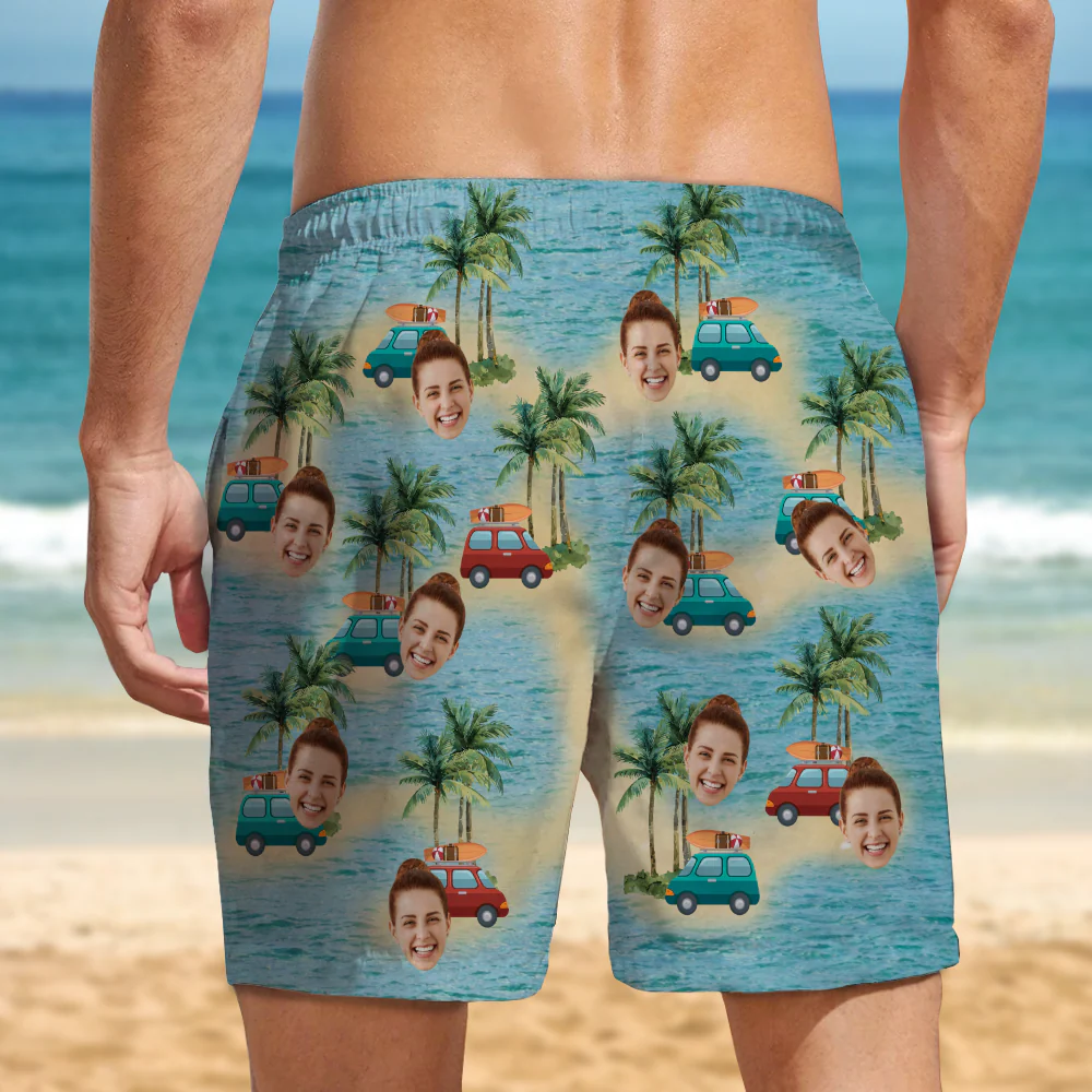 Custom Cute Face Island Vacation Summer Vibe Beach Short LM32 893527 - Image 2