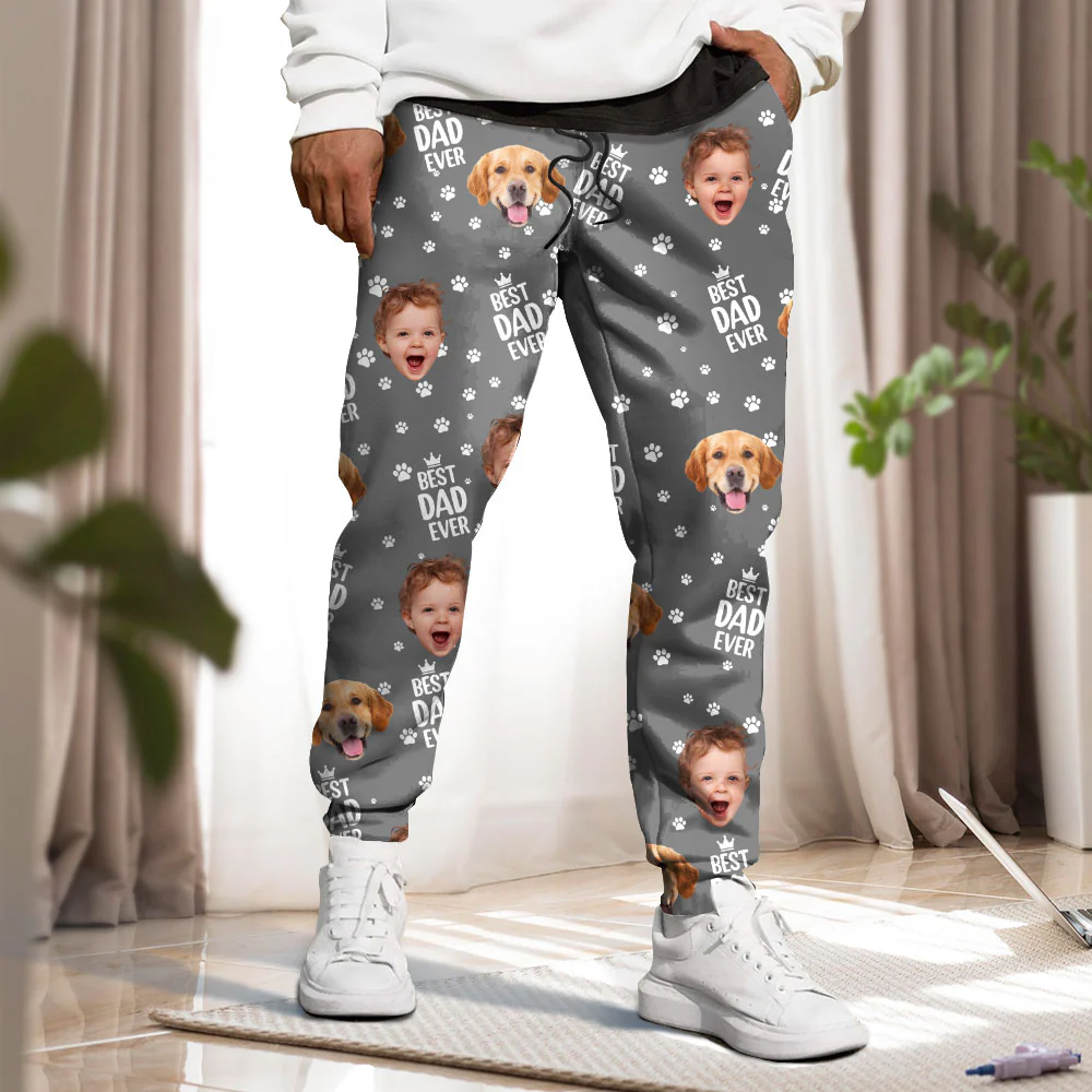 Custom Cute Photo Best Dad Ever Pattern Sweatpants For Family LM32 893691 - Image 4