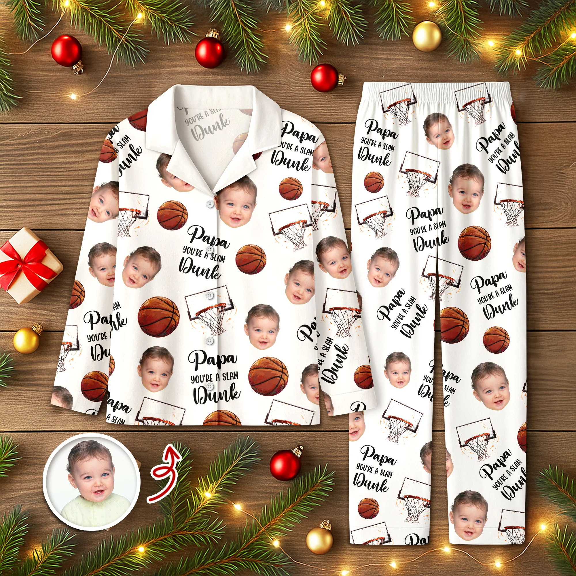 Custom Cute Photo You're A Slam Dunk, Dad Pajamas LM32 895689 - Image 4