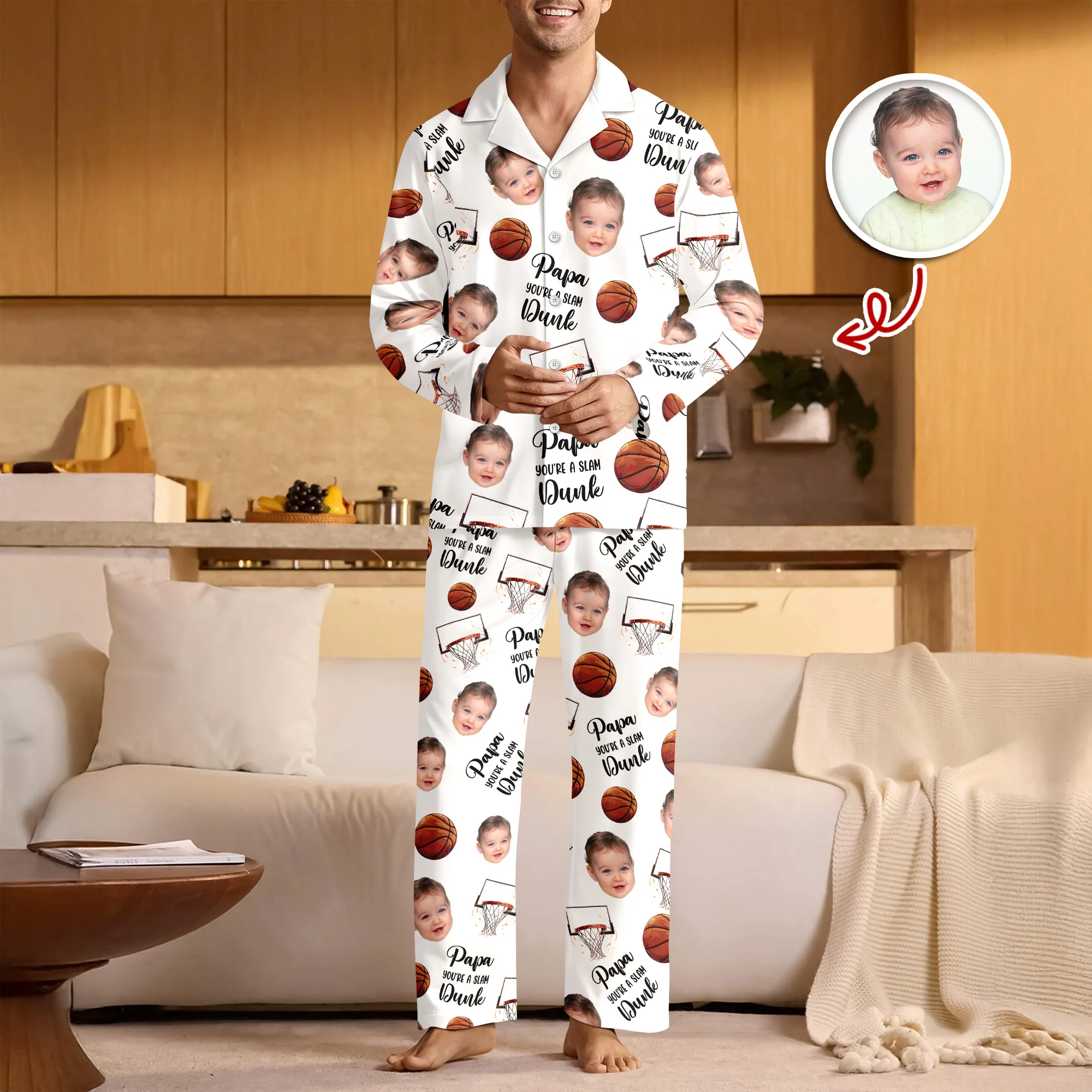 Custom Cute Photo You're A Slam Dunk, Dad Pajamas LM32 895689 - Image 5