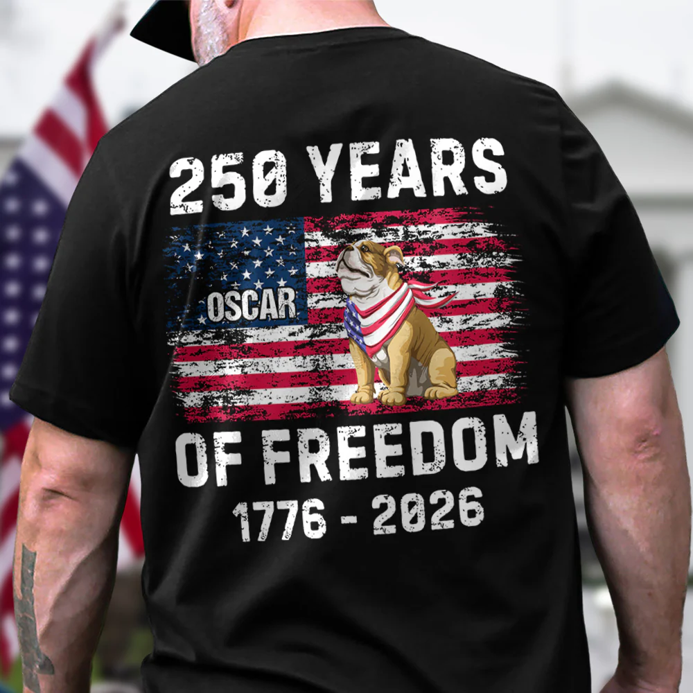 Custom Dog 250 Years of America Freedom Back Side Dark Shirt LM32 895315 - Image 2