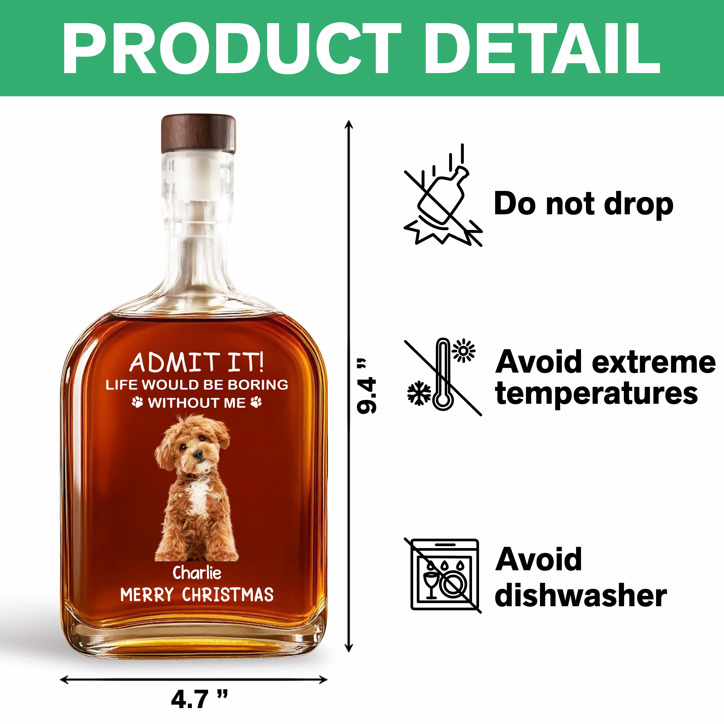 Custom Dog Cat Photo Life Would Be Boring Without Me Christmas Whiskey Bottle LM32 893861 - Image 7