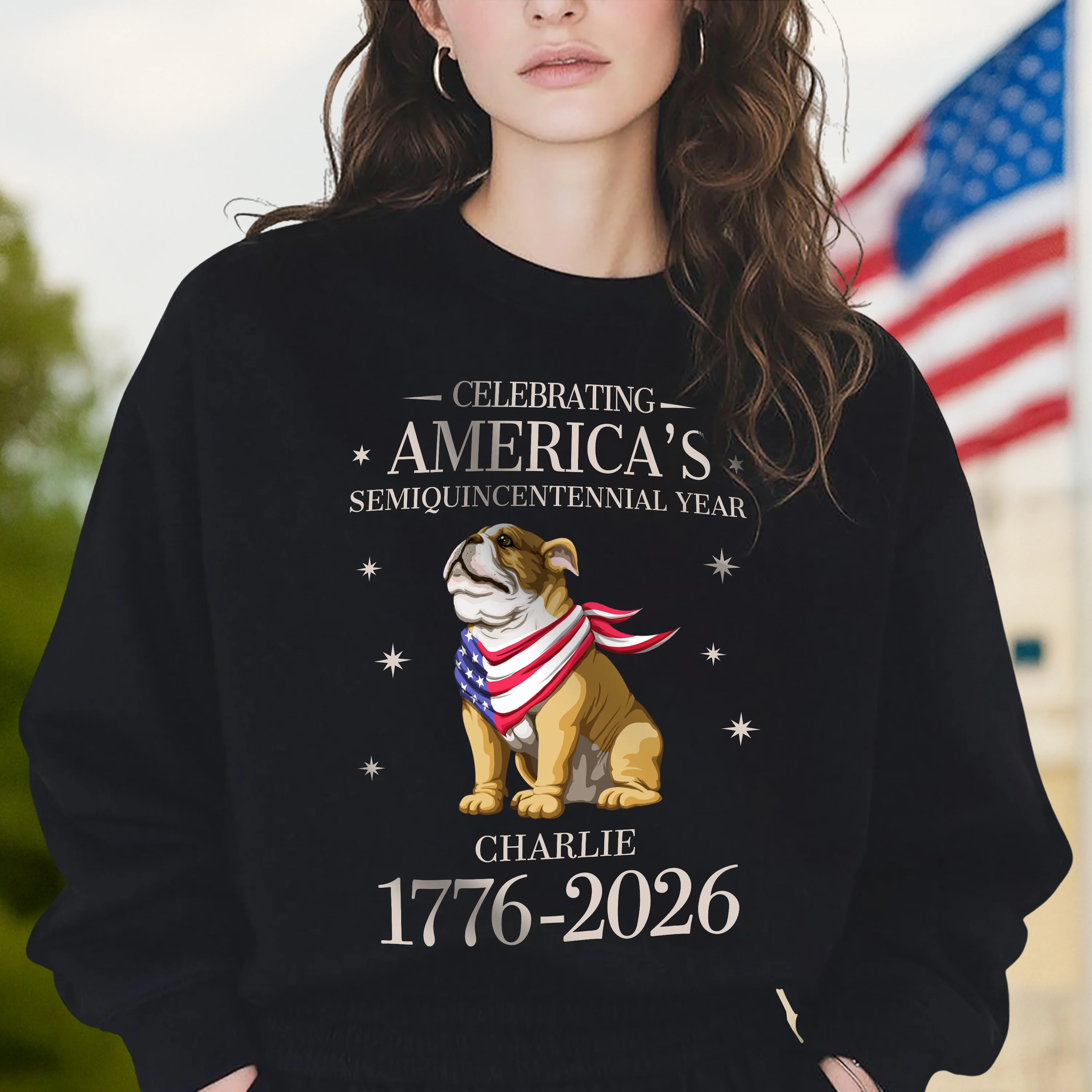 Custom Dog Celebrating America's Semiquincentennial Year Dark Shirt LM32 895165 - Image 2