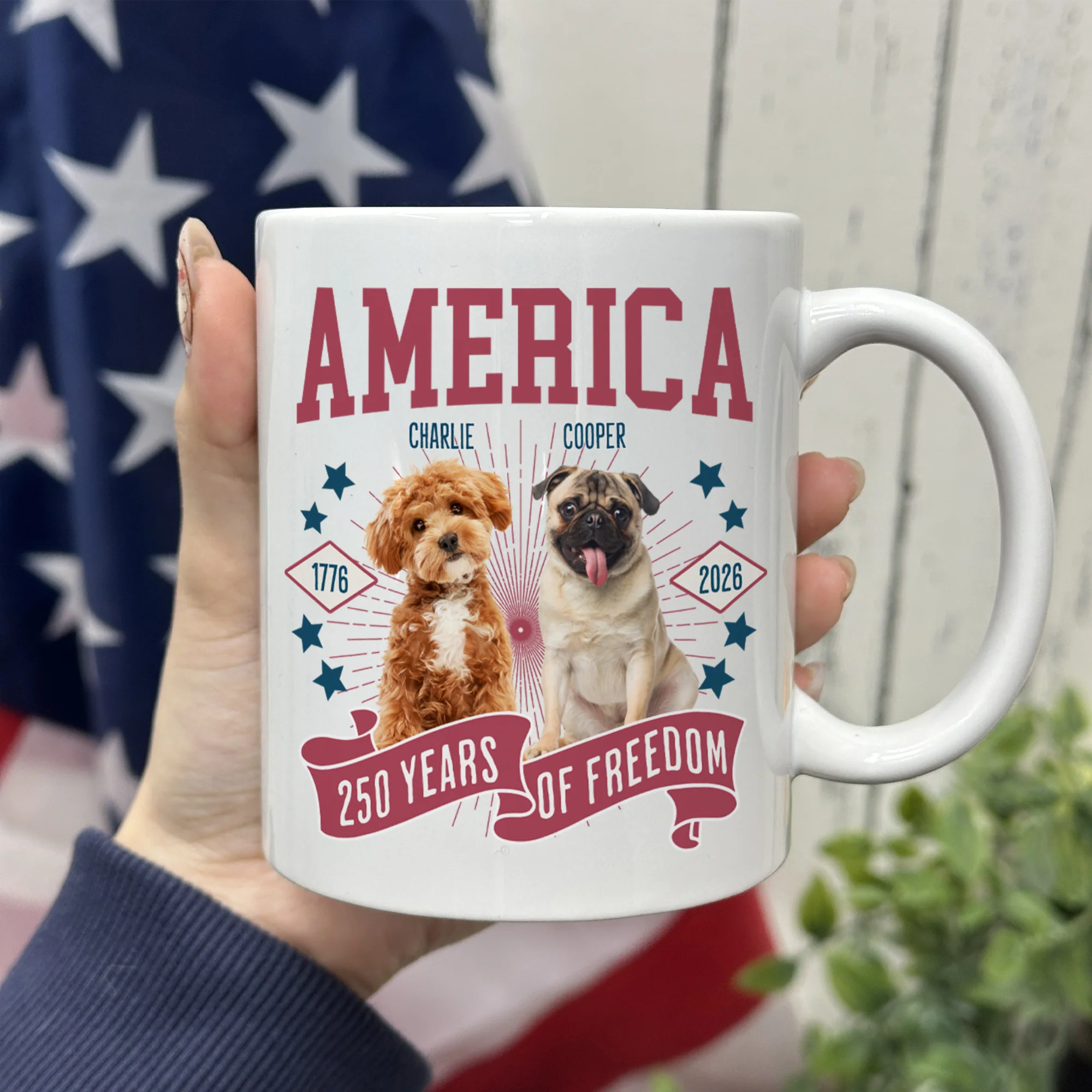 Custom Dog Photo America 250th Anniversary Eagle White Mug LM32 895369 - Image 4