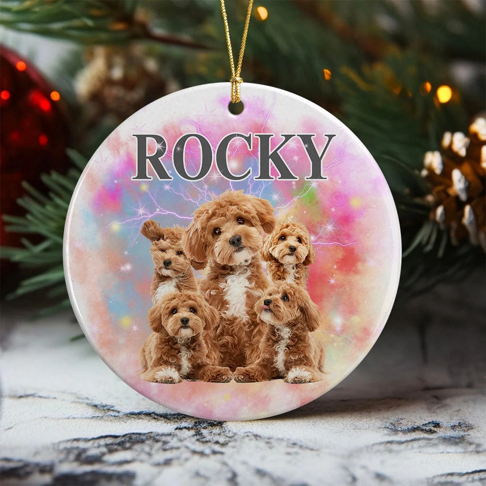 Custom Dog Photo and Name Retro Ceramic Ornament For Dog Lovers LM32 891967 - Image 2