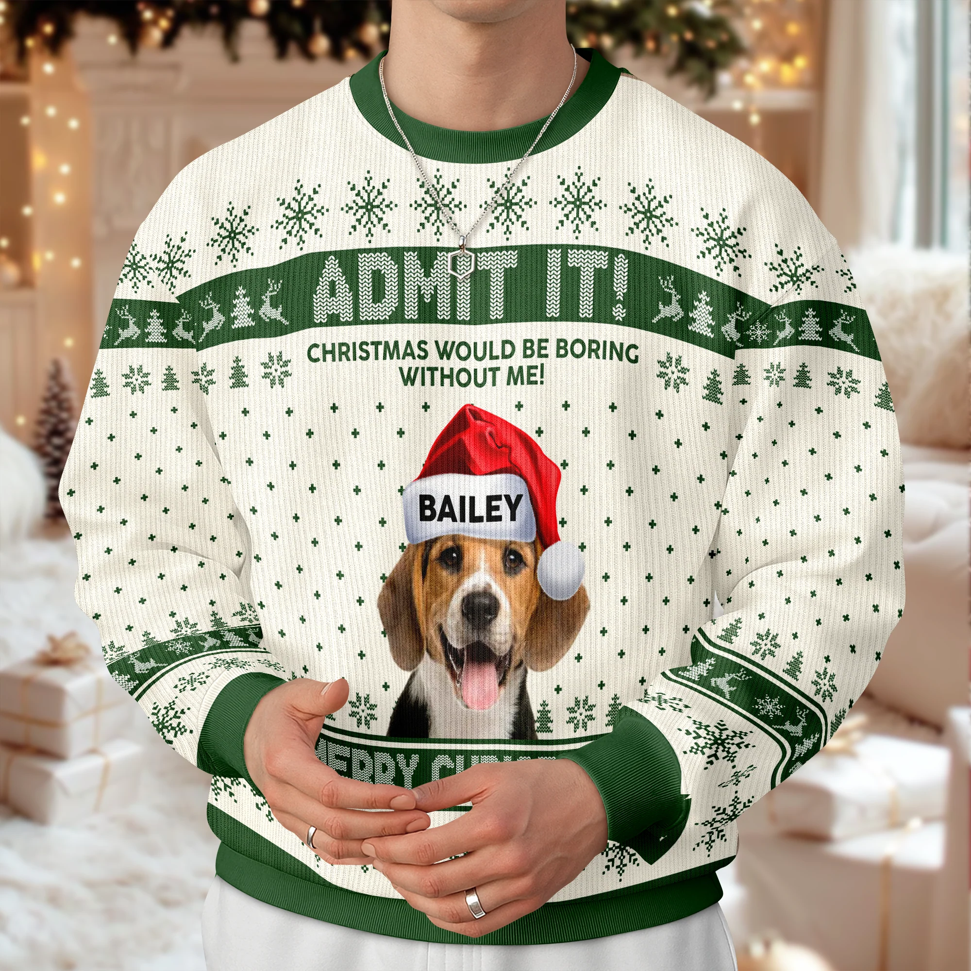 Custom Dog Photo Christmas Would Be Boring Without Me AOP Ugly Sweater LM32 895041 - Image 5