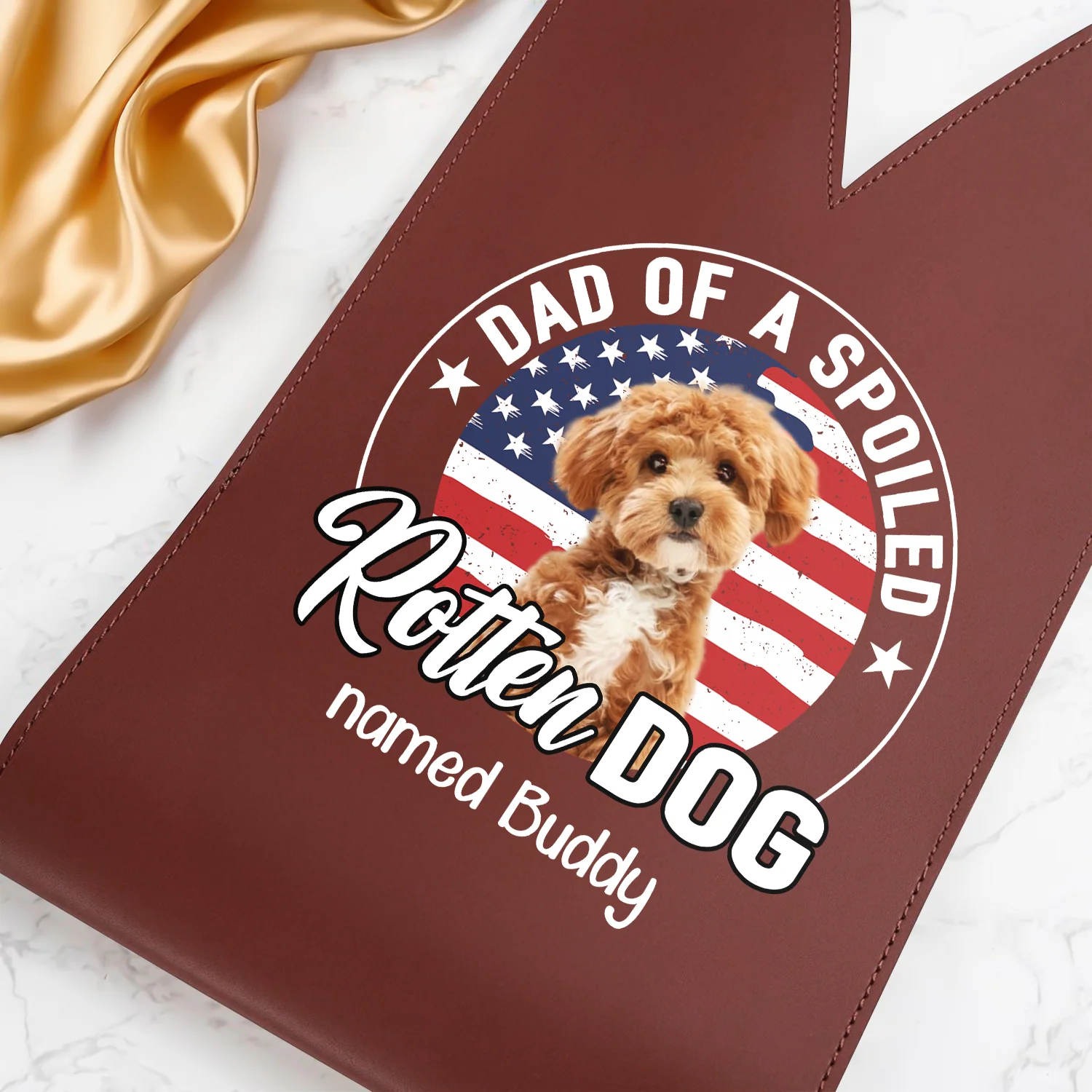 Custom Dog Photo Dad Of A Spoiled Rotten Dog Leather Wine Bag LM32 893879 - Image 2