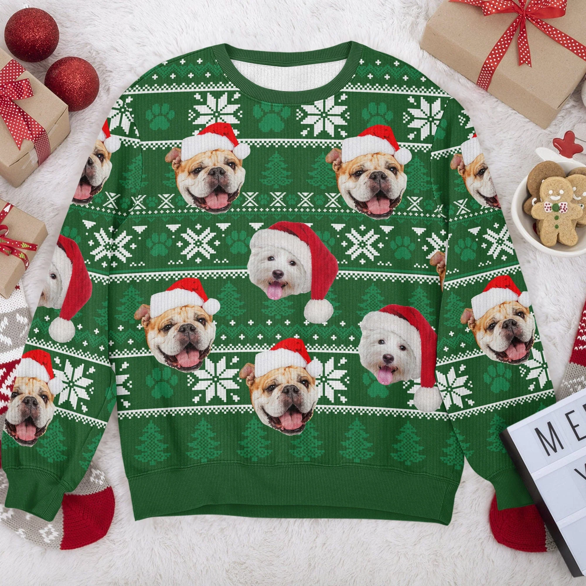 Custom Dog Photo May Your Christmas Be Furry And Bright Ugly Sweater HO82 891813