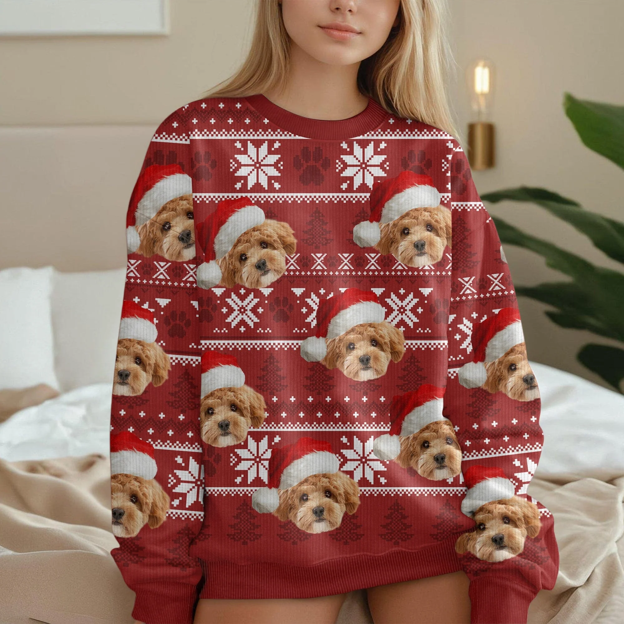 Custom Dog Photo May Your Christmas Be Furry And Bright Ugly Sweater HO82 891813 - Image 3