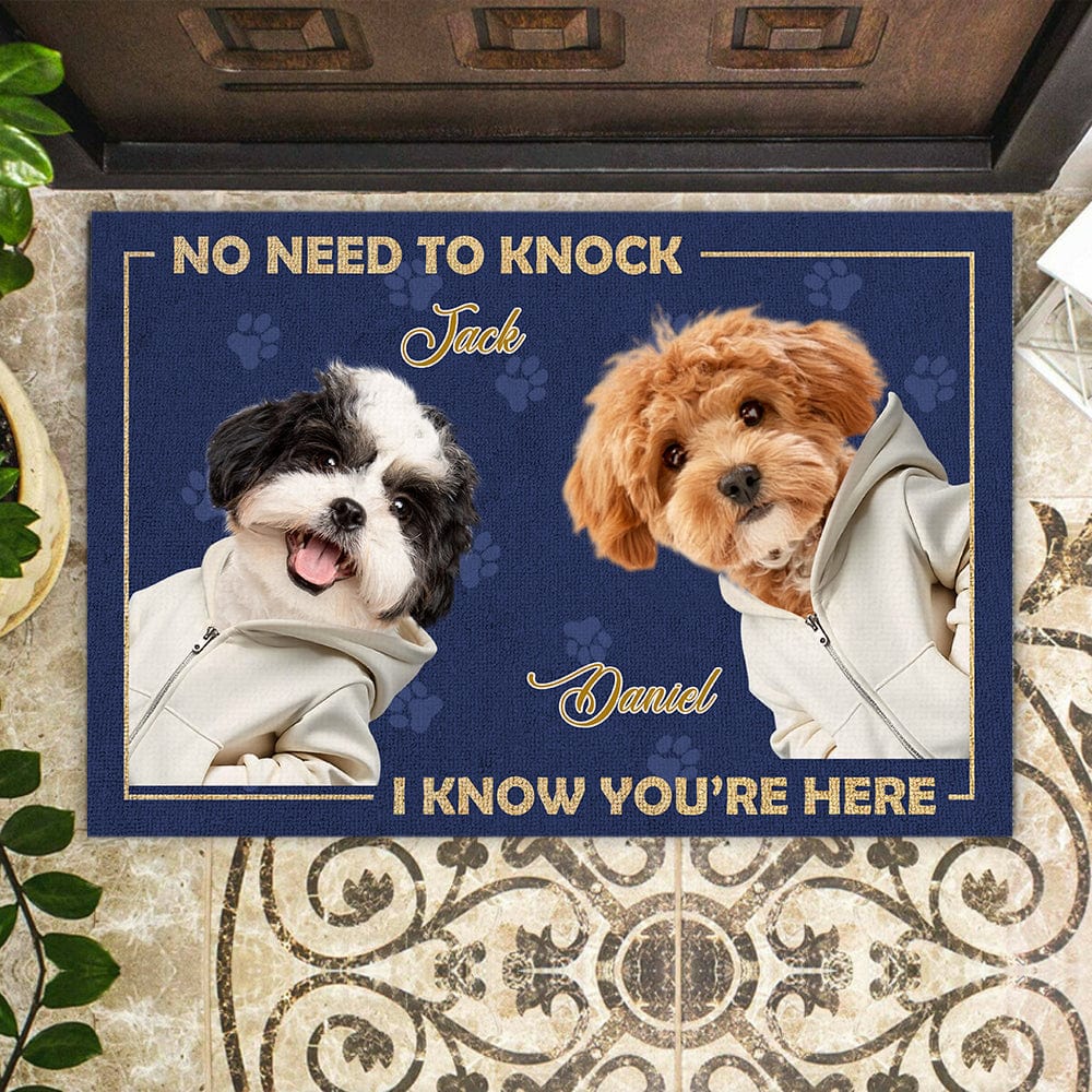 Custom Dog Photo No Need To Knock My Dog Already Told Me Doormats LM32 893085
