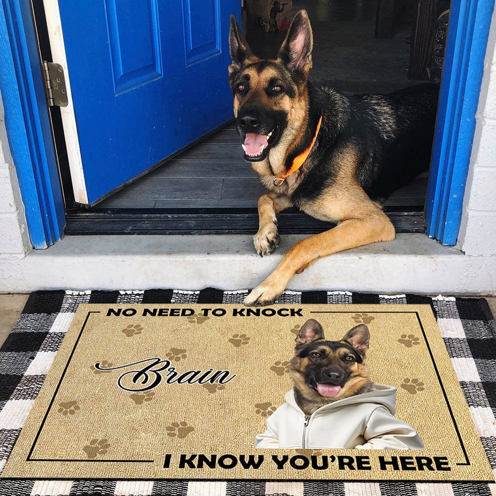 Custom Dog Photo No Need To Knock My Dog Already Told Me Doormats LM32 893085 - Image 2