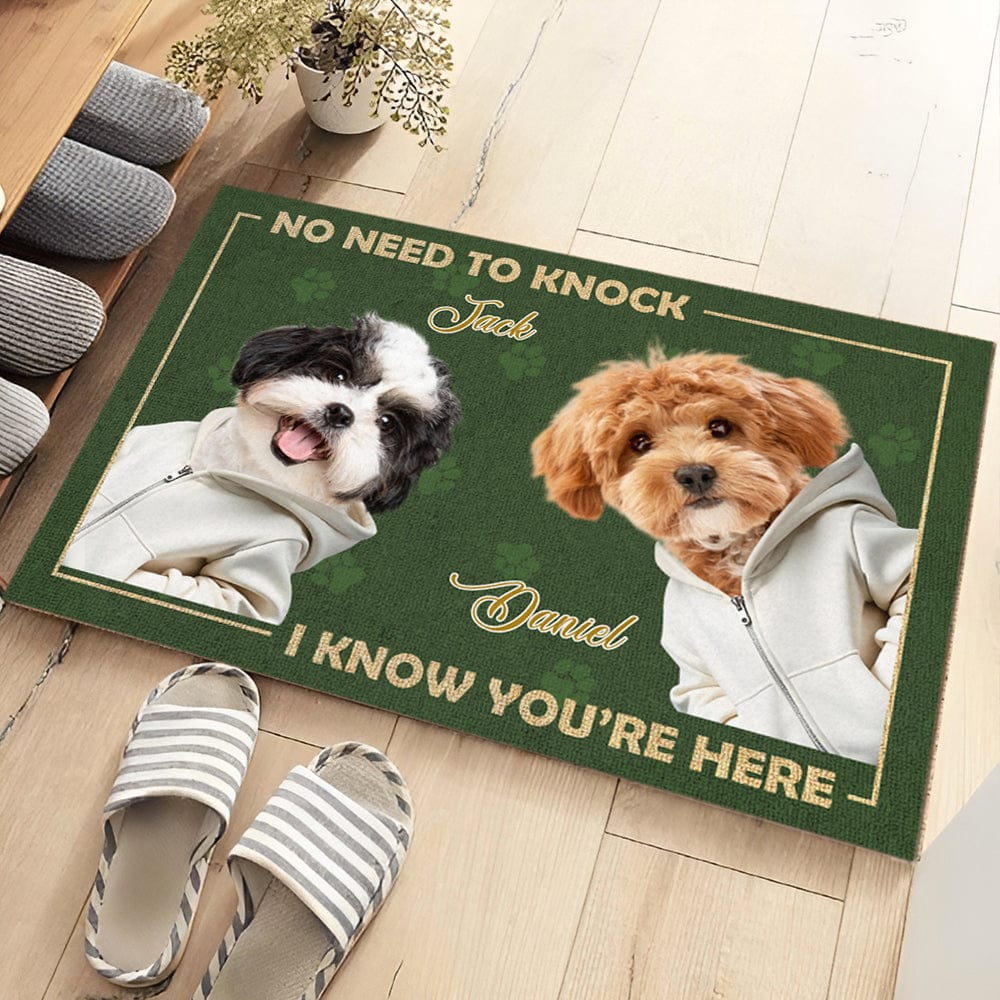 Custom Dog Photo No Need To Knock My Dog Already Told Me Doormats LM32 893085 - Image 3