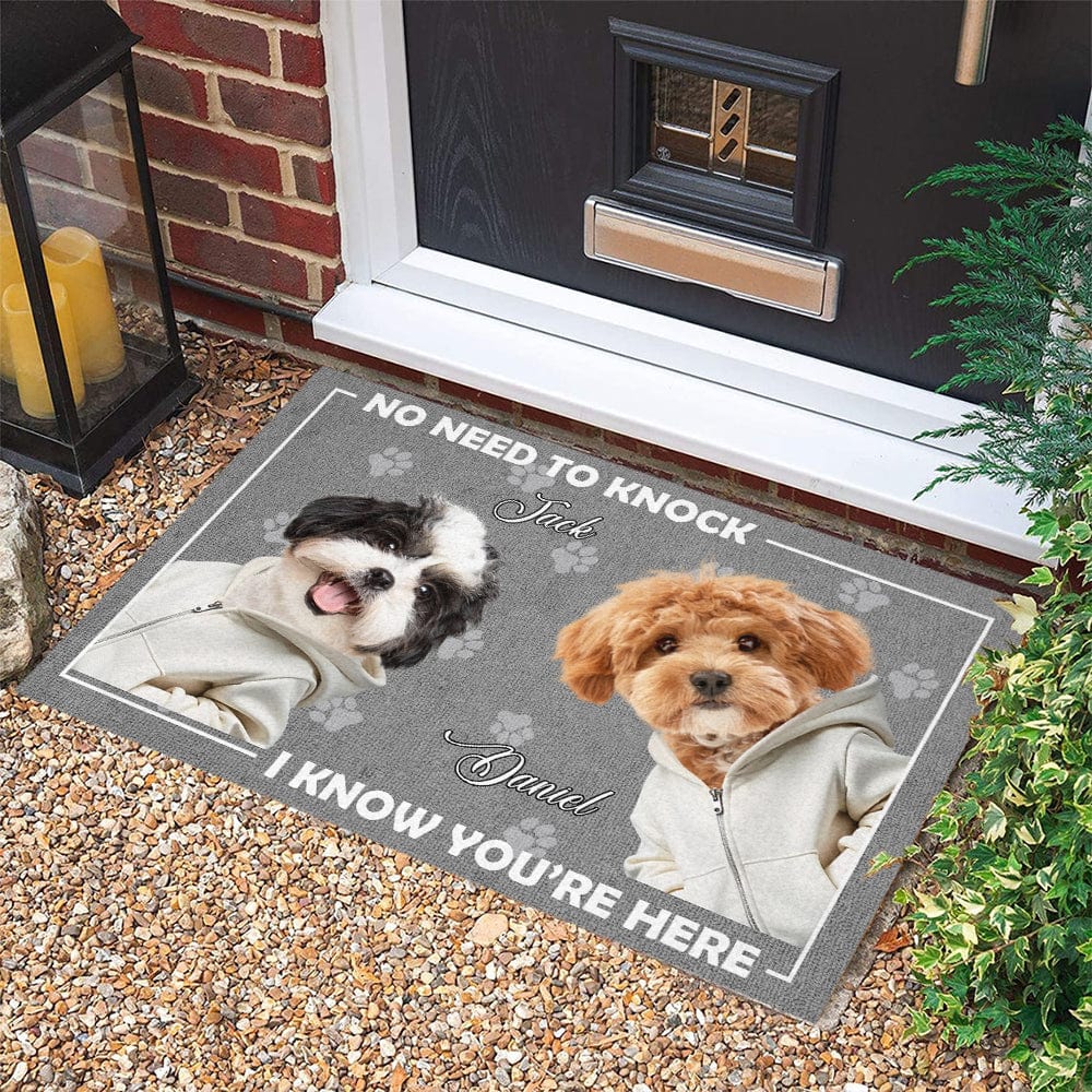 Custom Dog Photo No Need To Knock My Dog Already Told Me Doormats LM32 893085 - Image 5