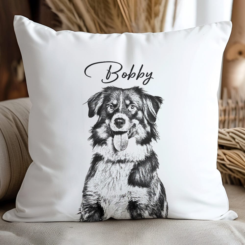 Custom Dog Photo Pencil Drawing With Name For Dog Lovers Pillow LM32 893029 - Image 2