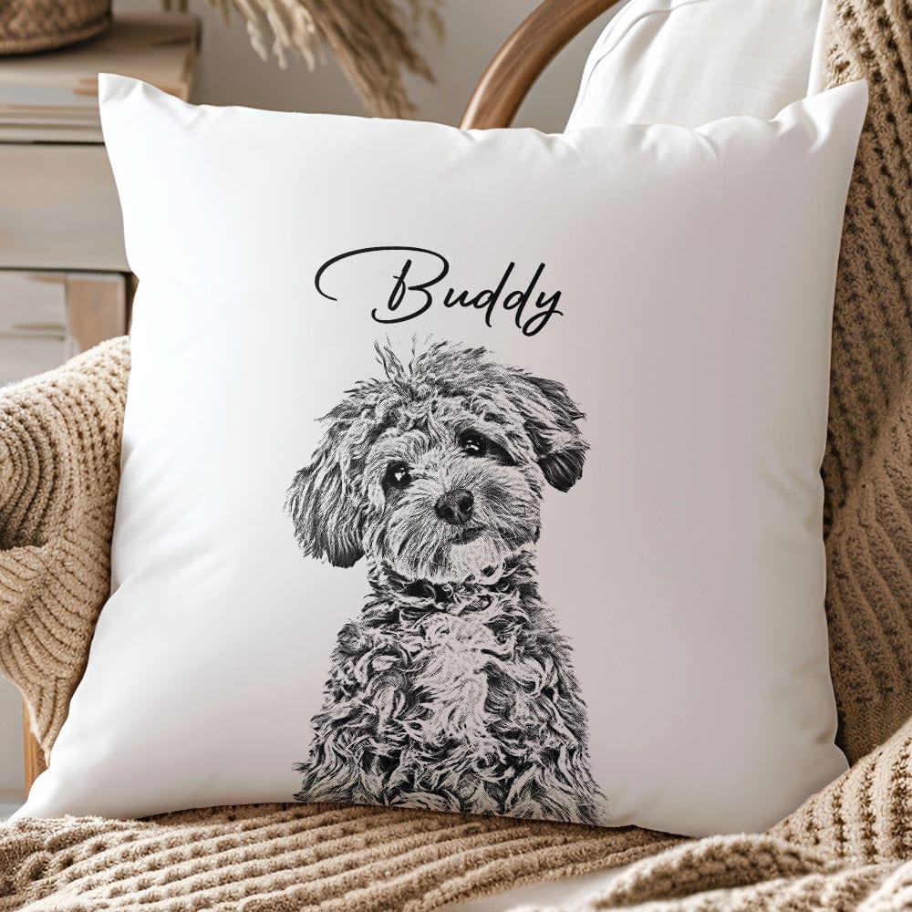Custom Dog Photo Pencil Drawing With Name For Dog Lovers Pillow LM32 893029 - Image 3