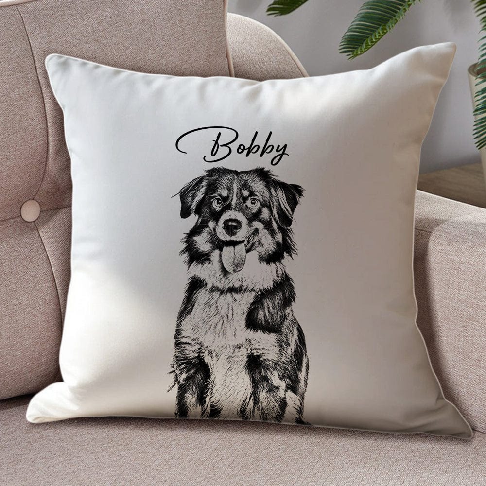 Custom Dog Photo Pencil Drawing With Name For Dog Lovers Pillow LM32 893029 - Image 4