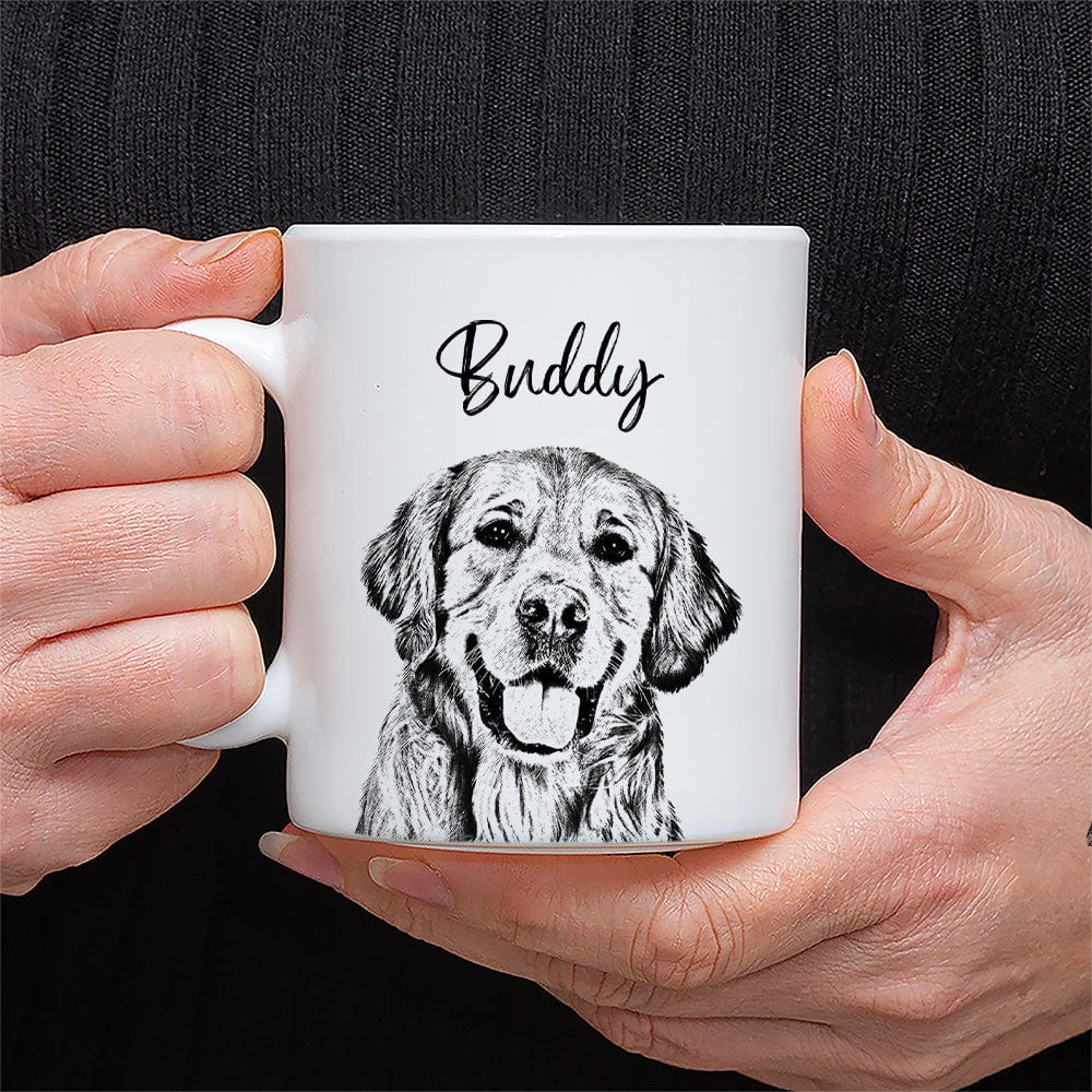 Custom Dog Photo Portrait Pencil Drawing Mug - Gift for Dog Lovers LM32 891917 - Image 3