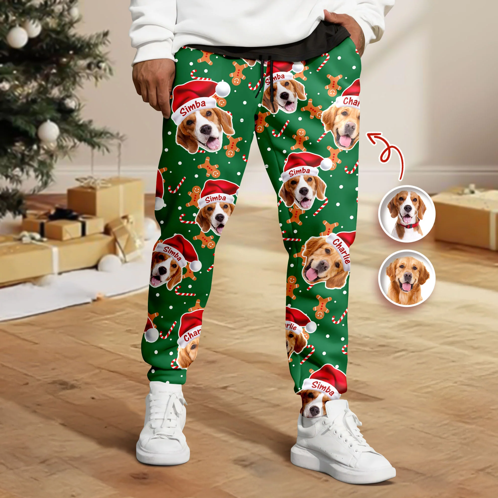 Custom Dog Photo Santa Claus Matching Christmas Sweatpants For Dog Lovers LM32 895695 - Image 3