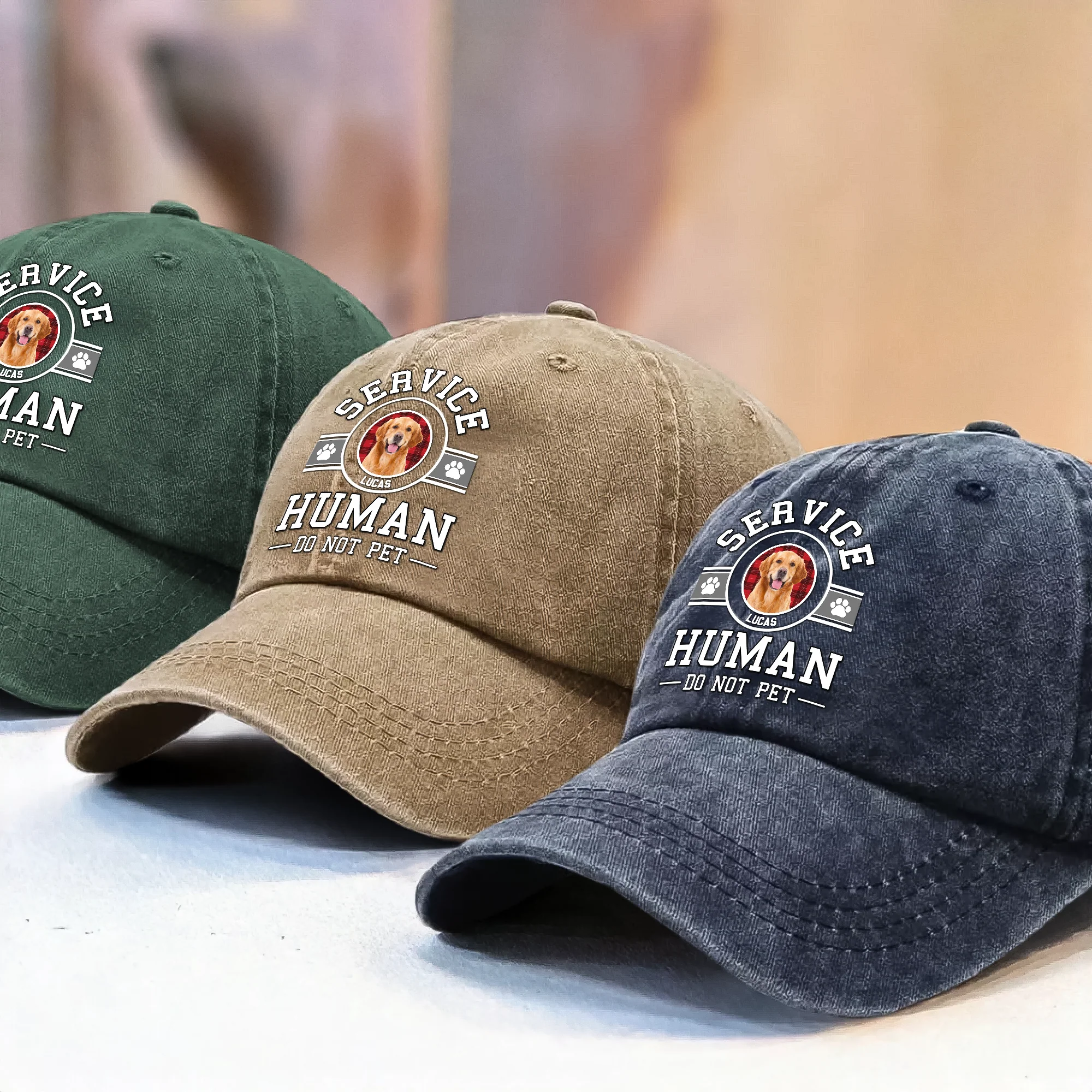 Custom Dog Photo Service Human Washed Denim Baseball Cap Gift LM32 893515 - Image 5