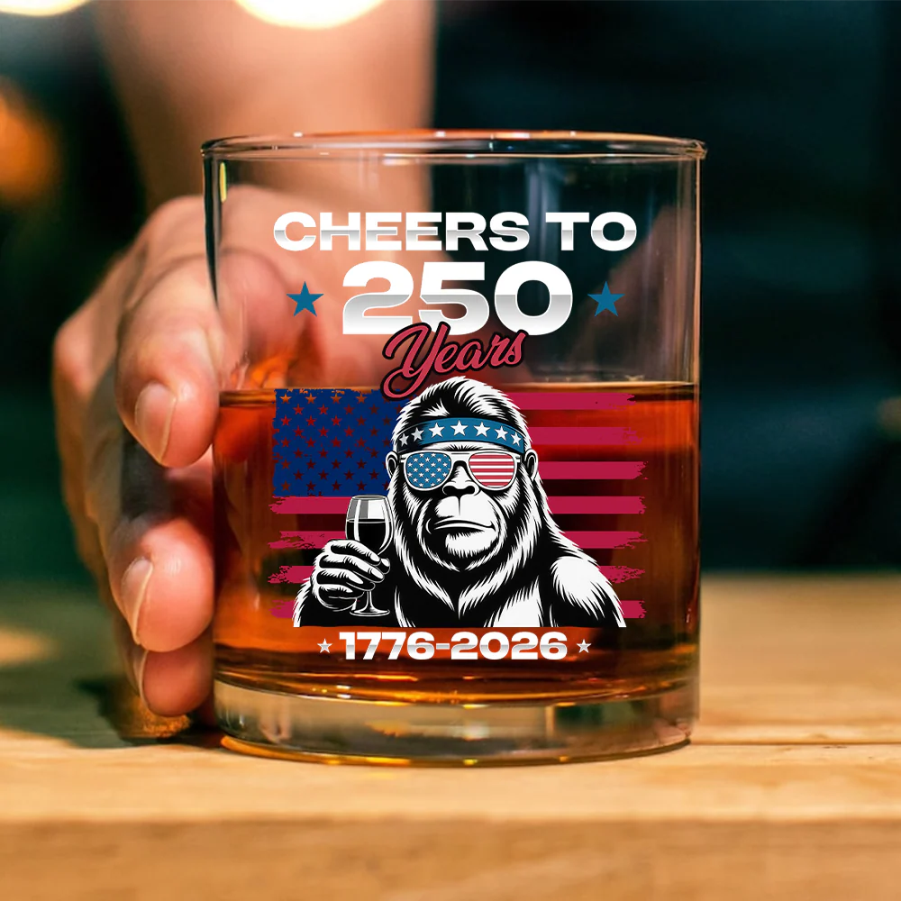 Custom Dog Photo With Big Foot Cheer To 250 Years Of Freedom Patriot Whiskey Glass LM32 895275 - Image 4