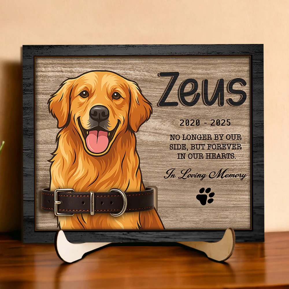 Custom Dog Portrait Photo Memorial 2-Layers Wooden Collar Frame Sympathy Gift LM32 893785 - Image 2