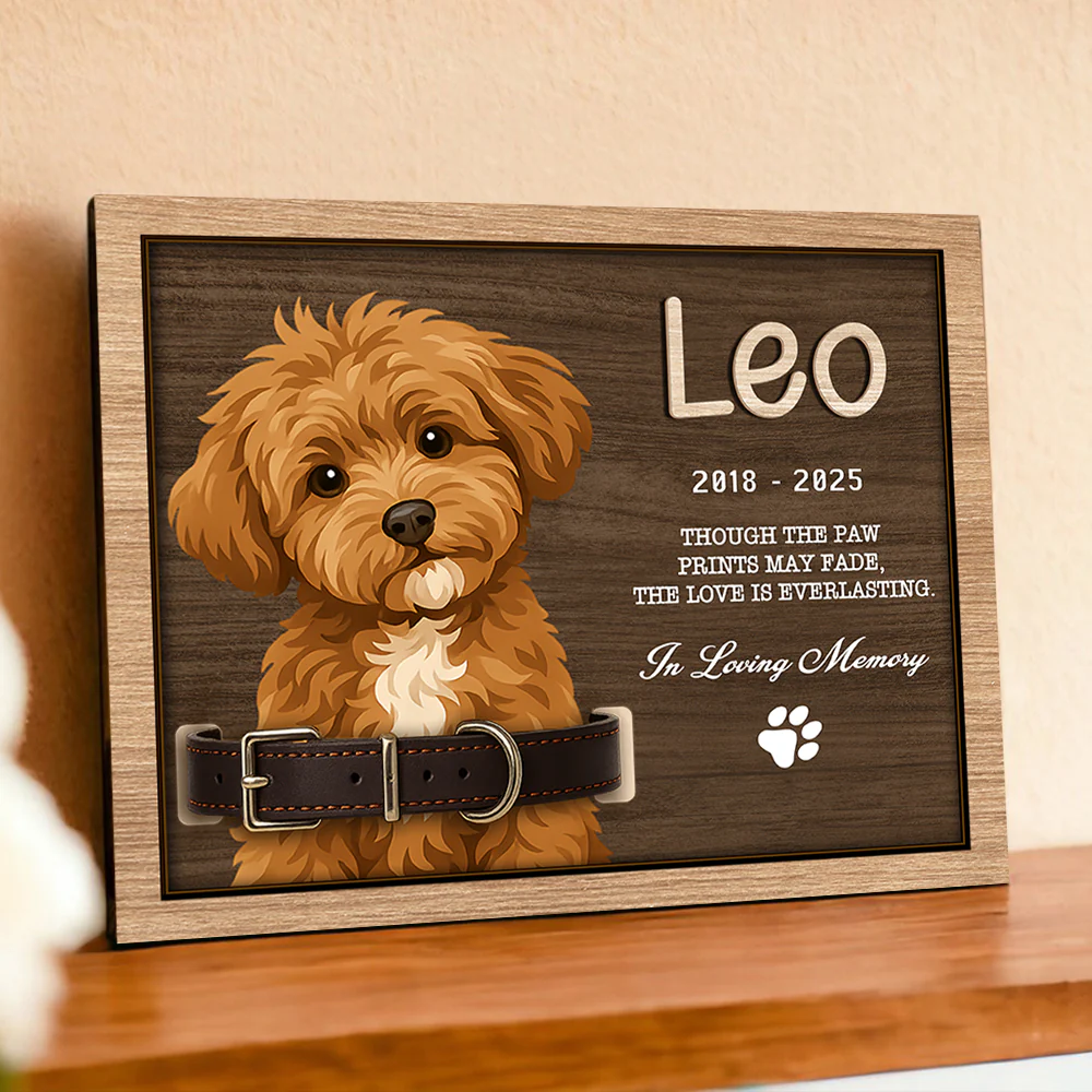 Custom Dog Portrait Photo Memorial 2-Layers Wooden Collar Frame Sympathy Gift LM32 893785 - Image 3