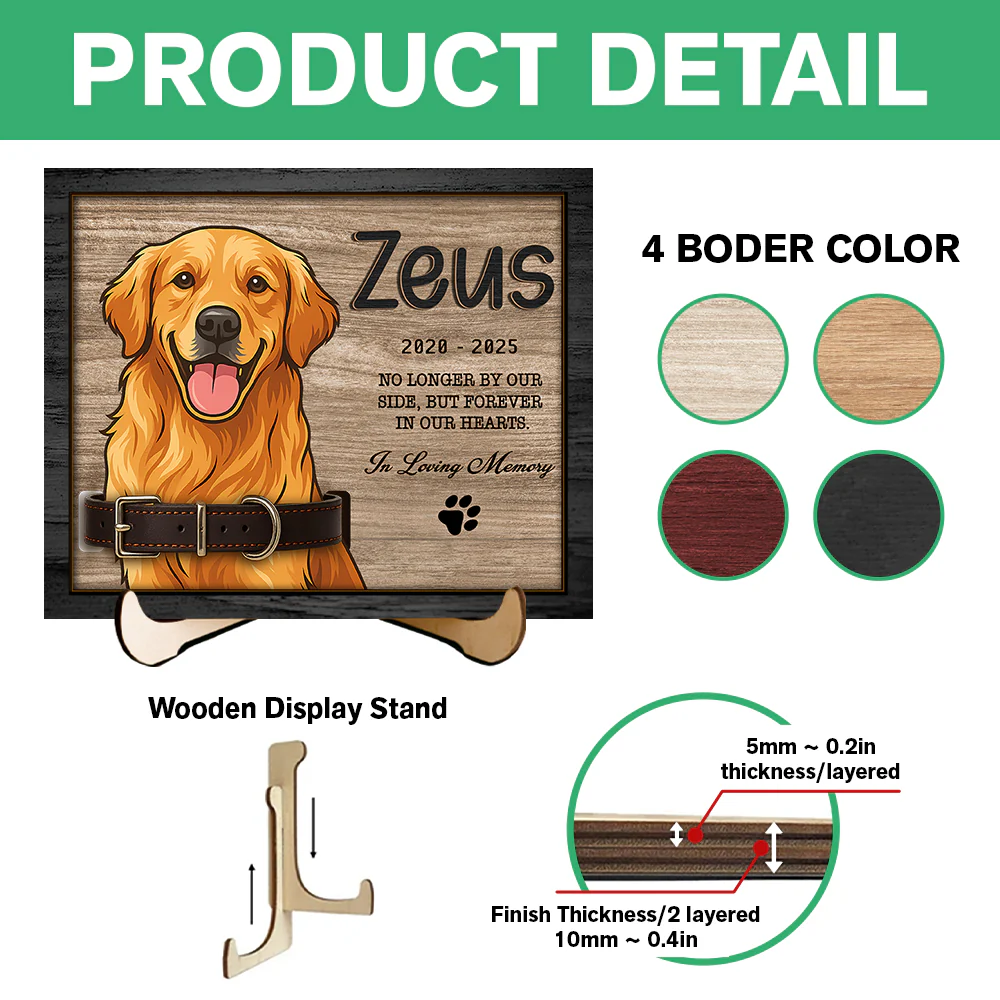 Custom Dog Portrait Photo Memorial 2-Layers Wooden Collar Frame Sympathy Gift LM32 893785 - Image 7