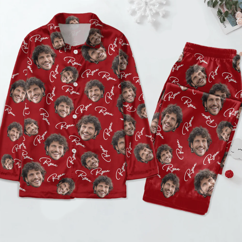 Custom Face and Name Family Matching Couple Pajamas HO82 891873 - Image 5