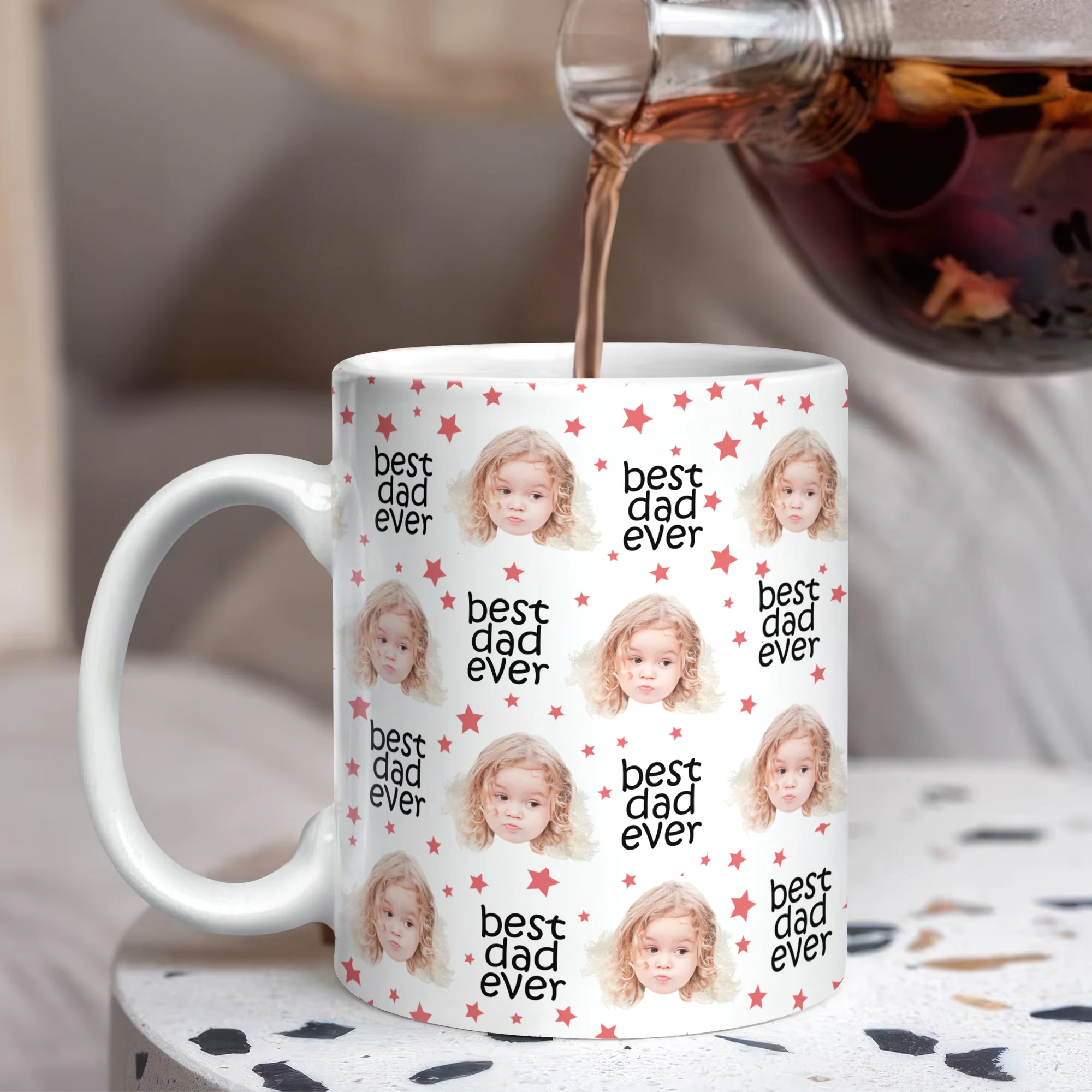 Custom Face Best Dad, Mom Ever Colored Stars Print Full Mug - Gift for Parents LM32 669023 - Image 6