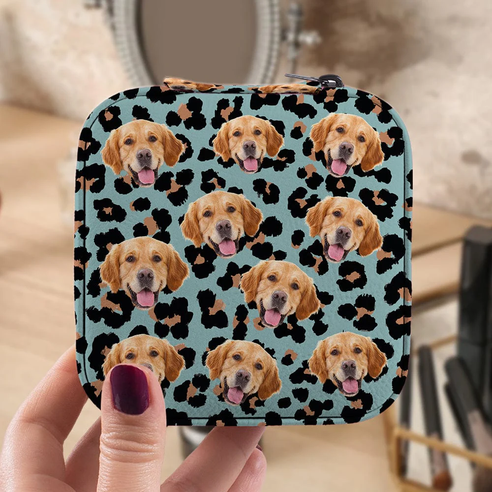 Custom Face Dog Leopard Pattern Jewelry Travel Box HA75 891885 - Image 2