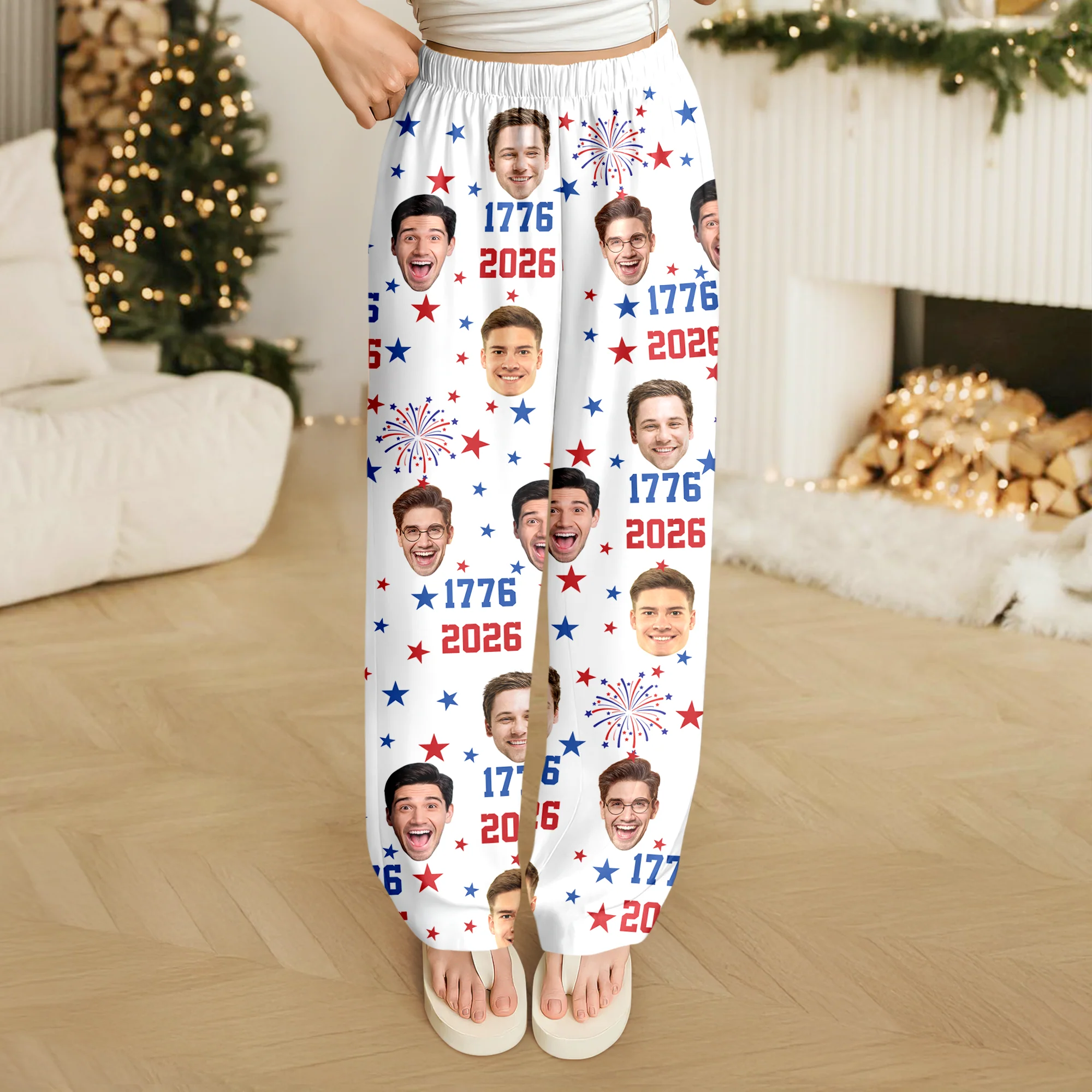 Custom Face Firework USA Red White Blue Matching Sweatpants LM32 895853 - Image 2