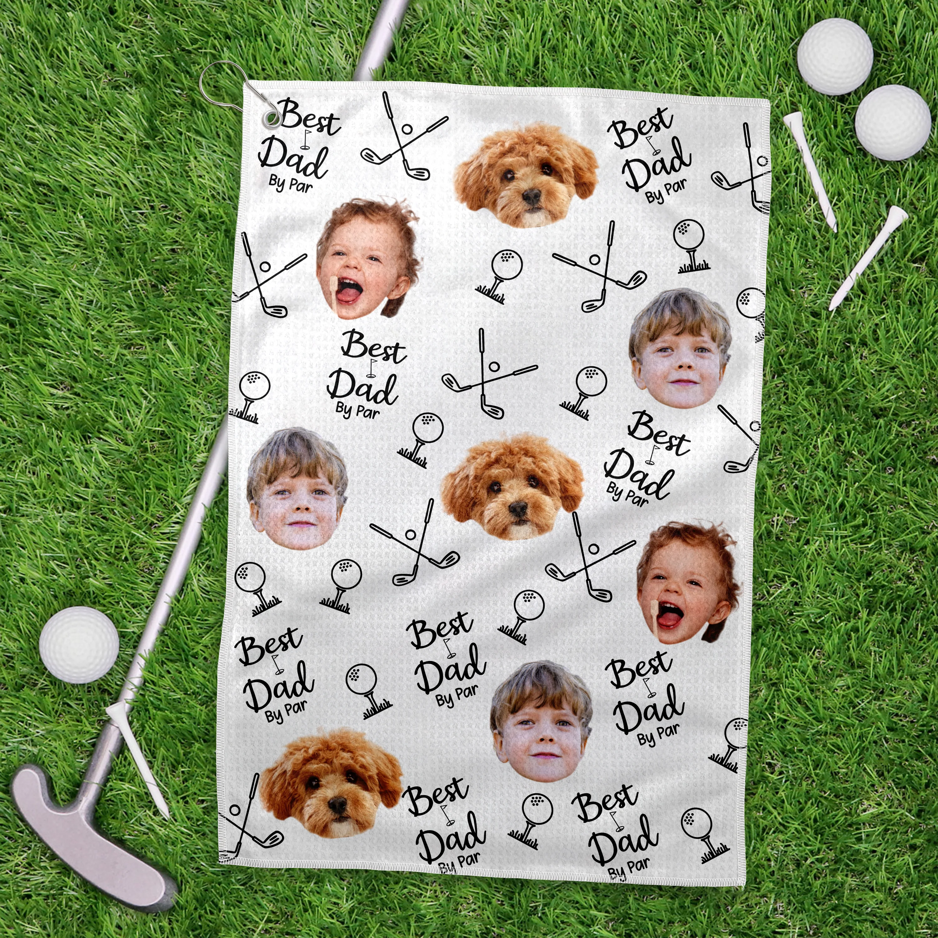 Custom Face Photo Best Dad By Par Dog Family Golf Towel LM32 893643