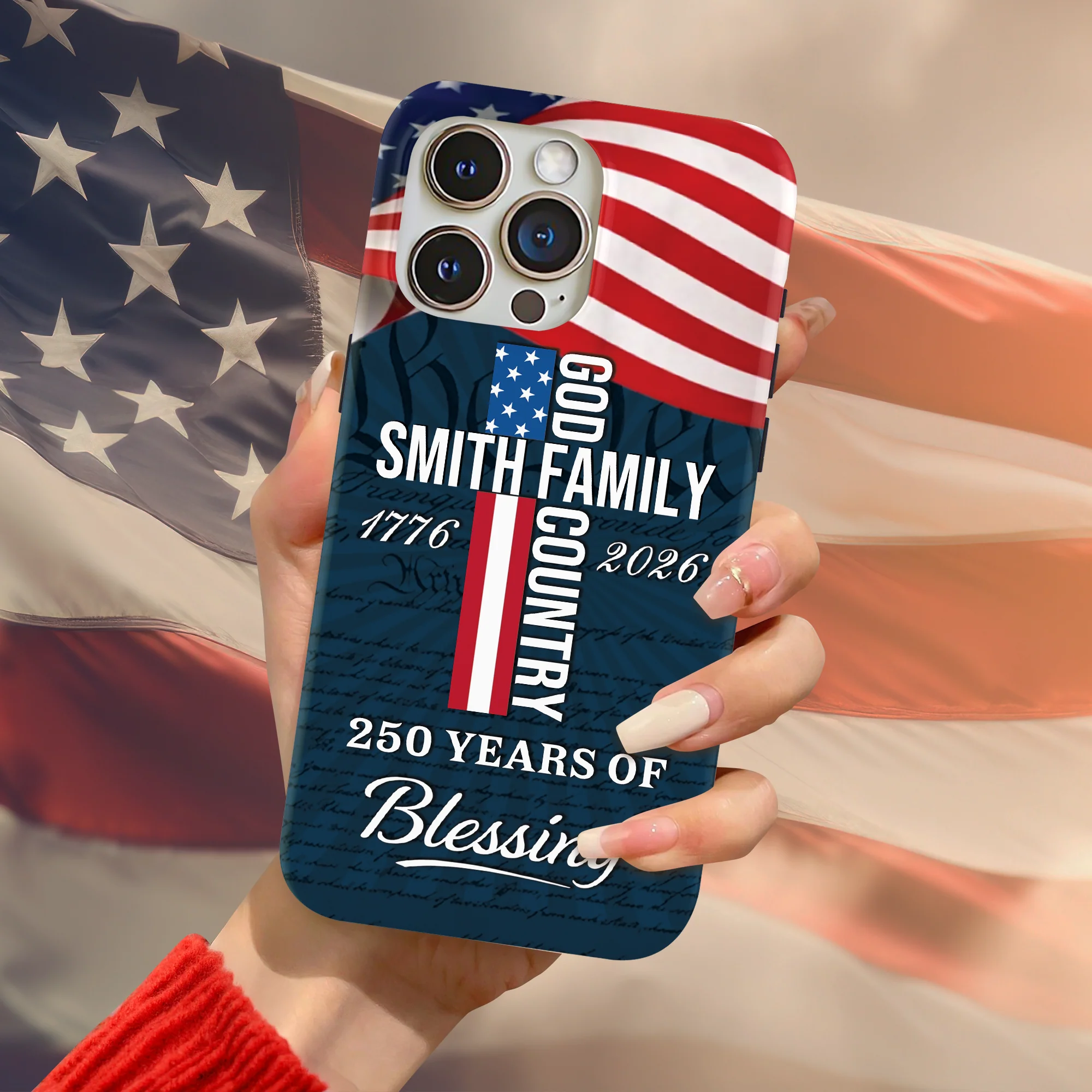 Custom Family Name Patriotic American, 250 Years of Blessing God Phone Case LM32 899021 - Image 6