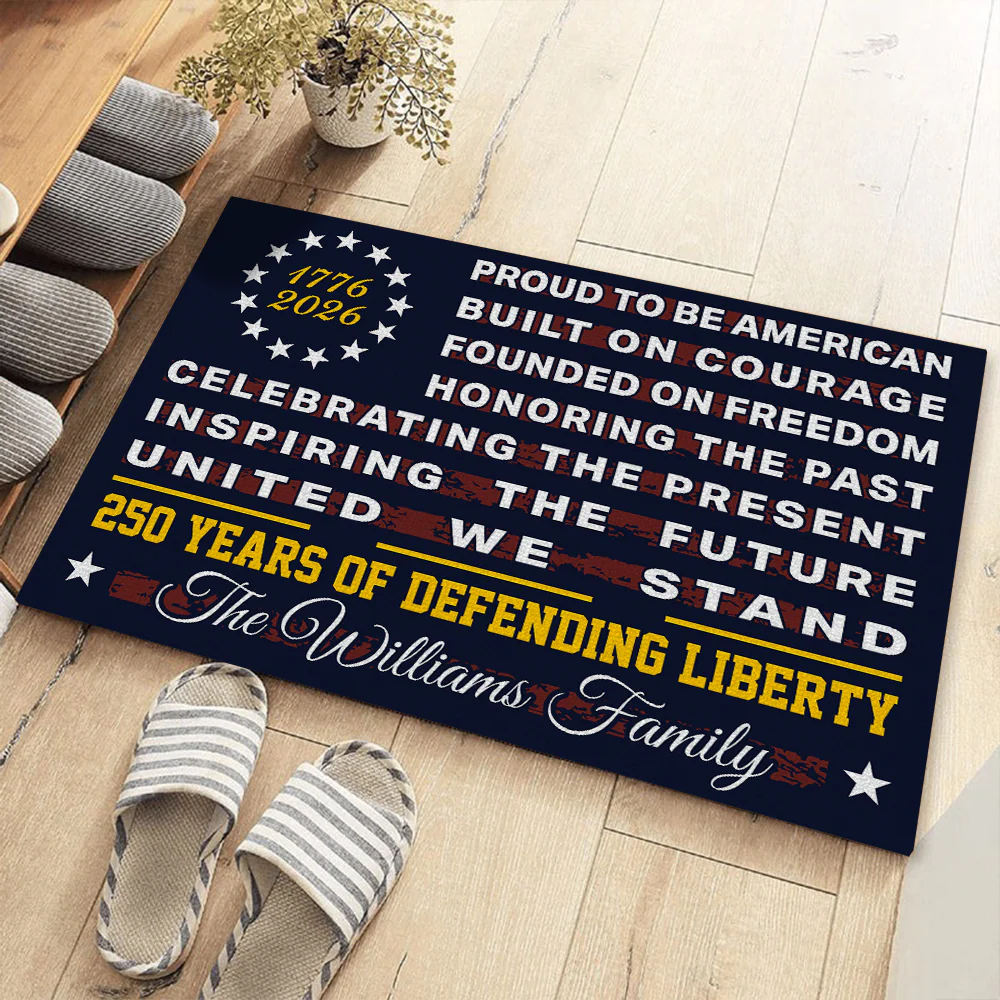 Custom Family Name Proud To Be An America Defending Freedom Since 1776 Doormat LM32 899223 - Image 3
