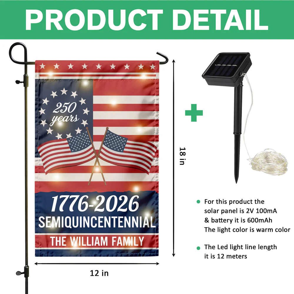 Custom Family Name Semiquincentennial 250th Anniversary LED Garden Flag LM32 895867 - Image 7