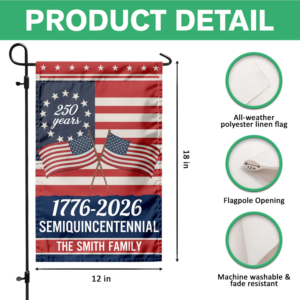 Custom Family Name Semiquincentennial 250th Anniversary Patriotic Garden Flag LM32 895865 - Image 7
