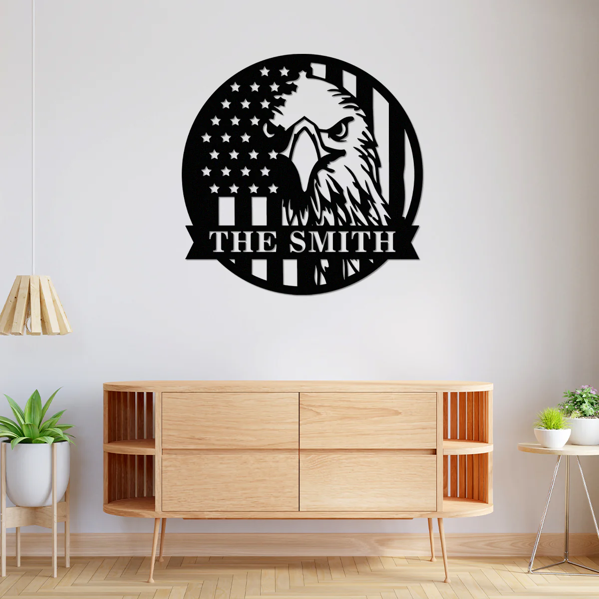 Custom Family Name US Flag With American Eagle Monogram Metal Sign LM32 897899 - Image 2