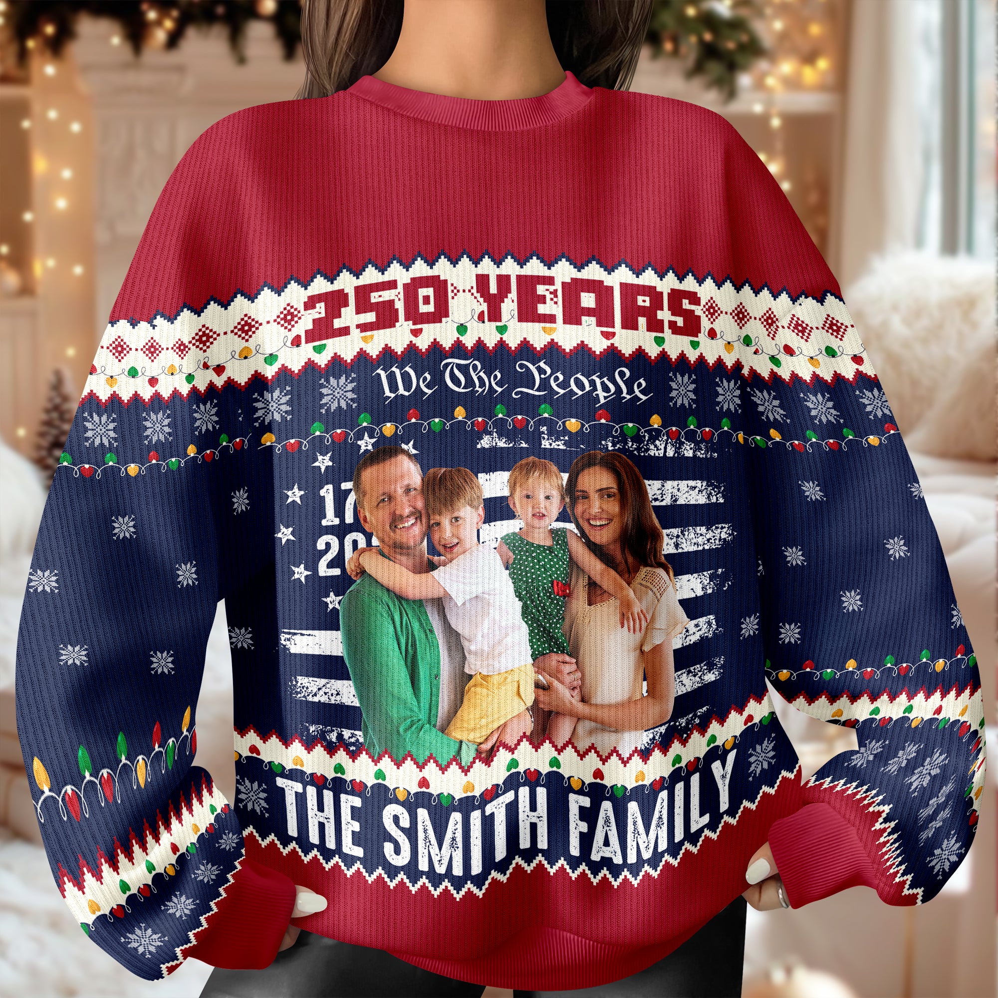 Custom Family Photo 250 Years USA 250th Birthday 1776 - 2026 Ugly Sweater LM32 897141 - Image 7