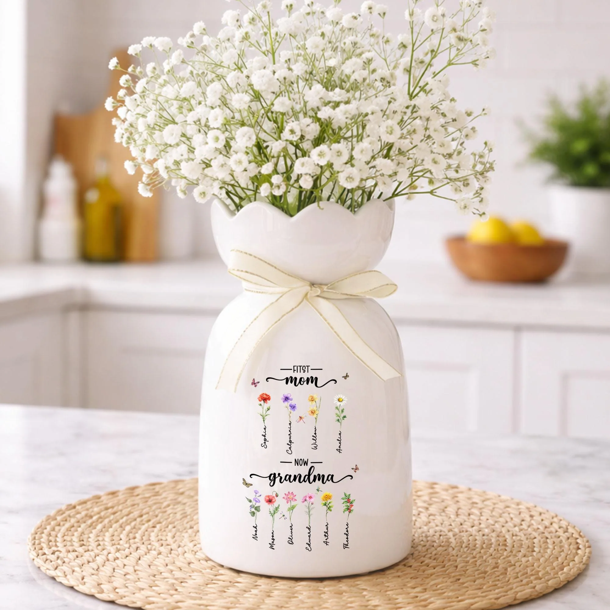 Custom First Mom Now Grandma Birth Month Flower Ceramic Vase LM32 899719 - Image 5