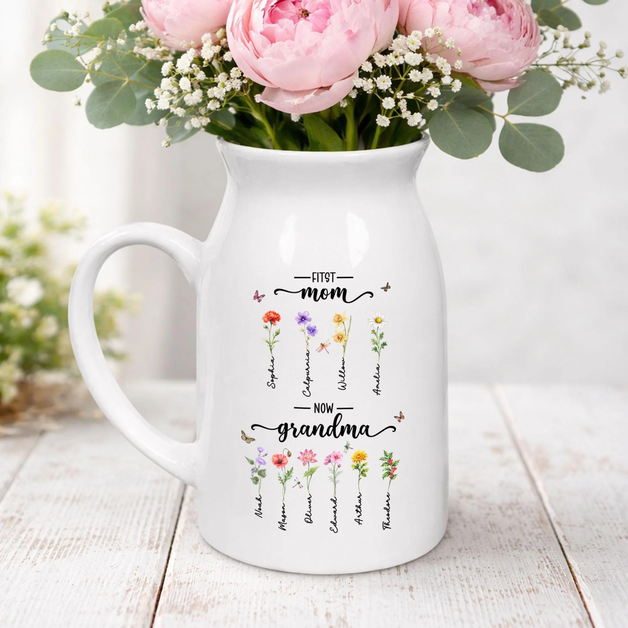 Custom First Mom Now Grandma Birth Month Flower Ceramic Vase LM32 899719 - Image 6