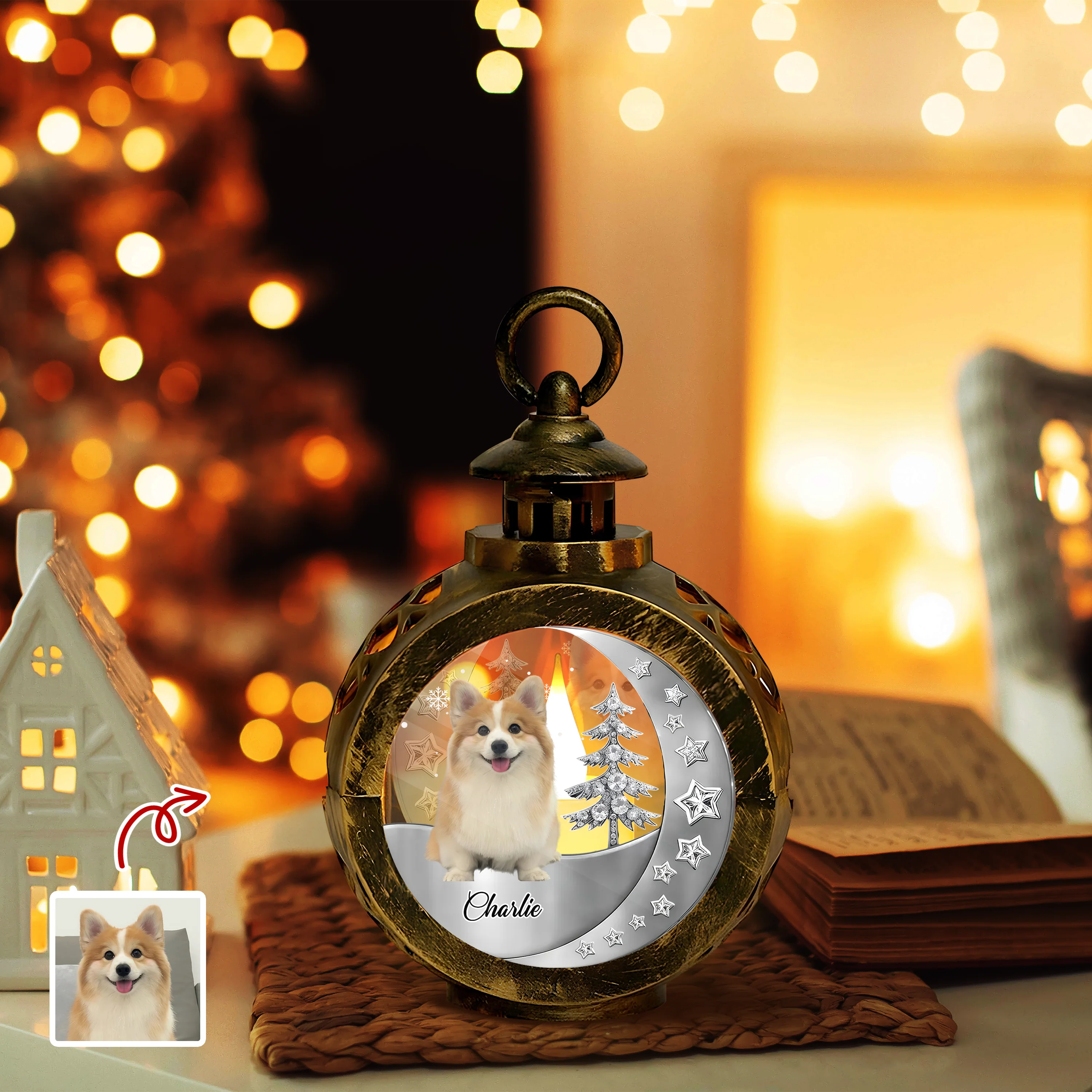 Custom Funny Dog Photo 3D Blink Effect Christmas Lantern Ornament LM32 895787 - Image 3