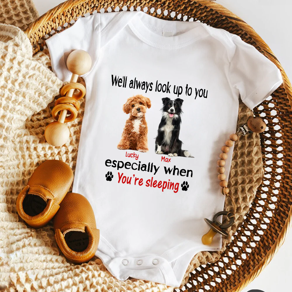 Custom Funny Dog Photo I'll Always Look Up To You Baby Onesie LM32 895559 - Image 6