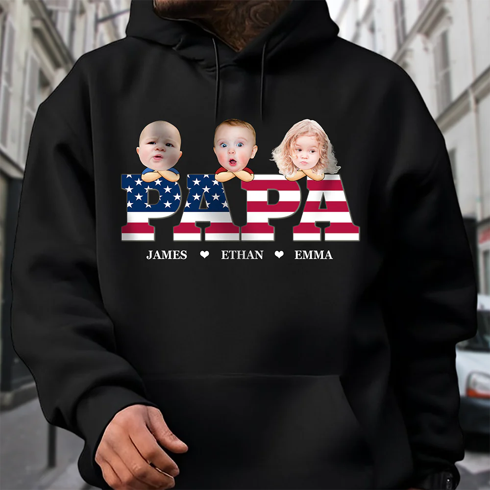 Custom Funny Face American Flag Daddy Family Shirt For Father's Day LM32 893541 - Image 3