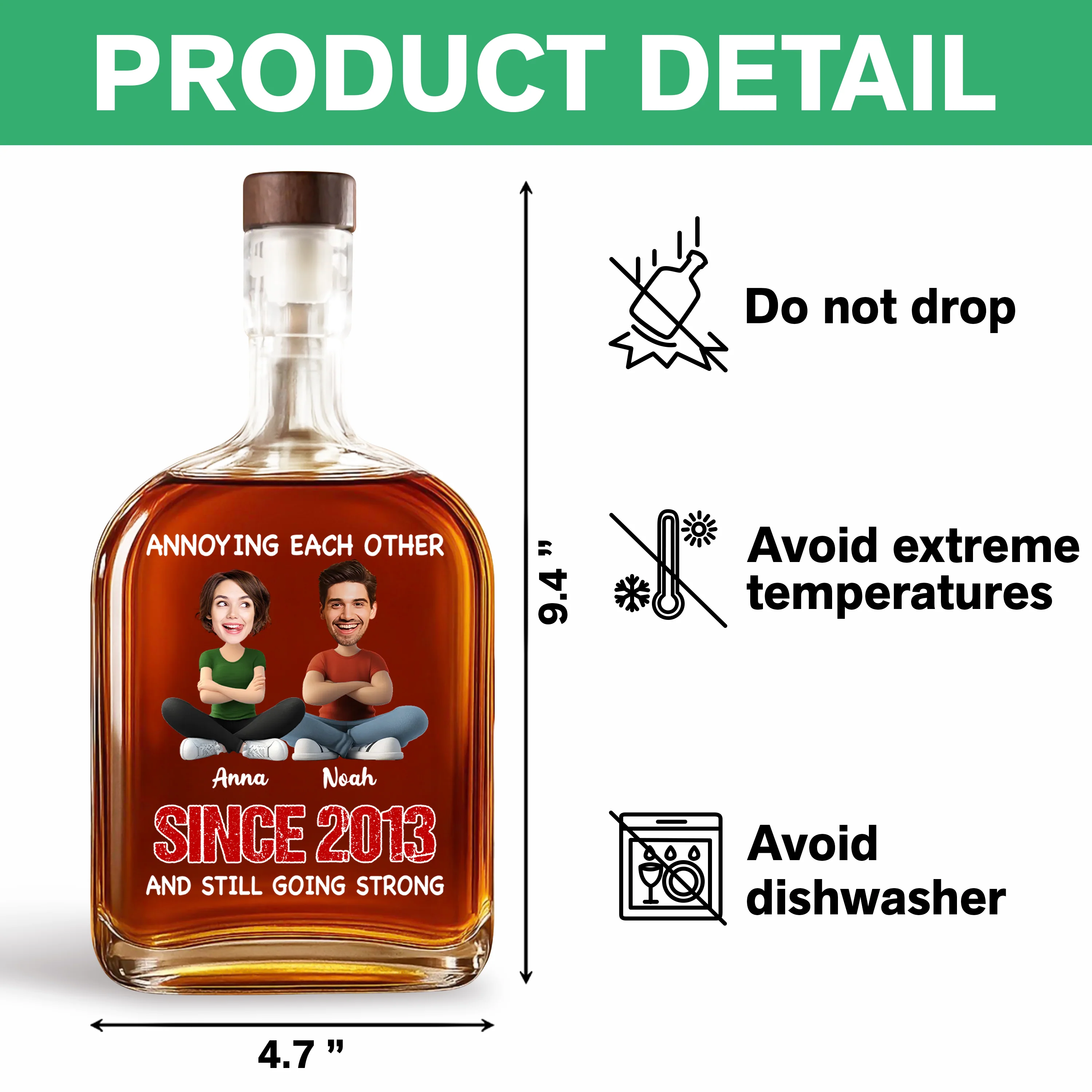 Custom Funny Face Annoying Each Other And Still Going Strong Whiskey Bottle LM32 893795 - Image 7