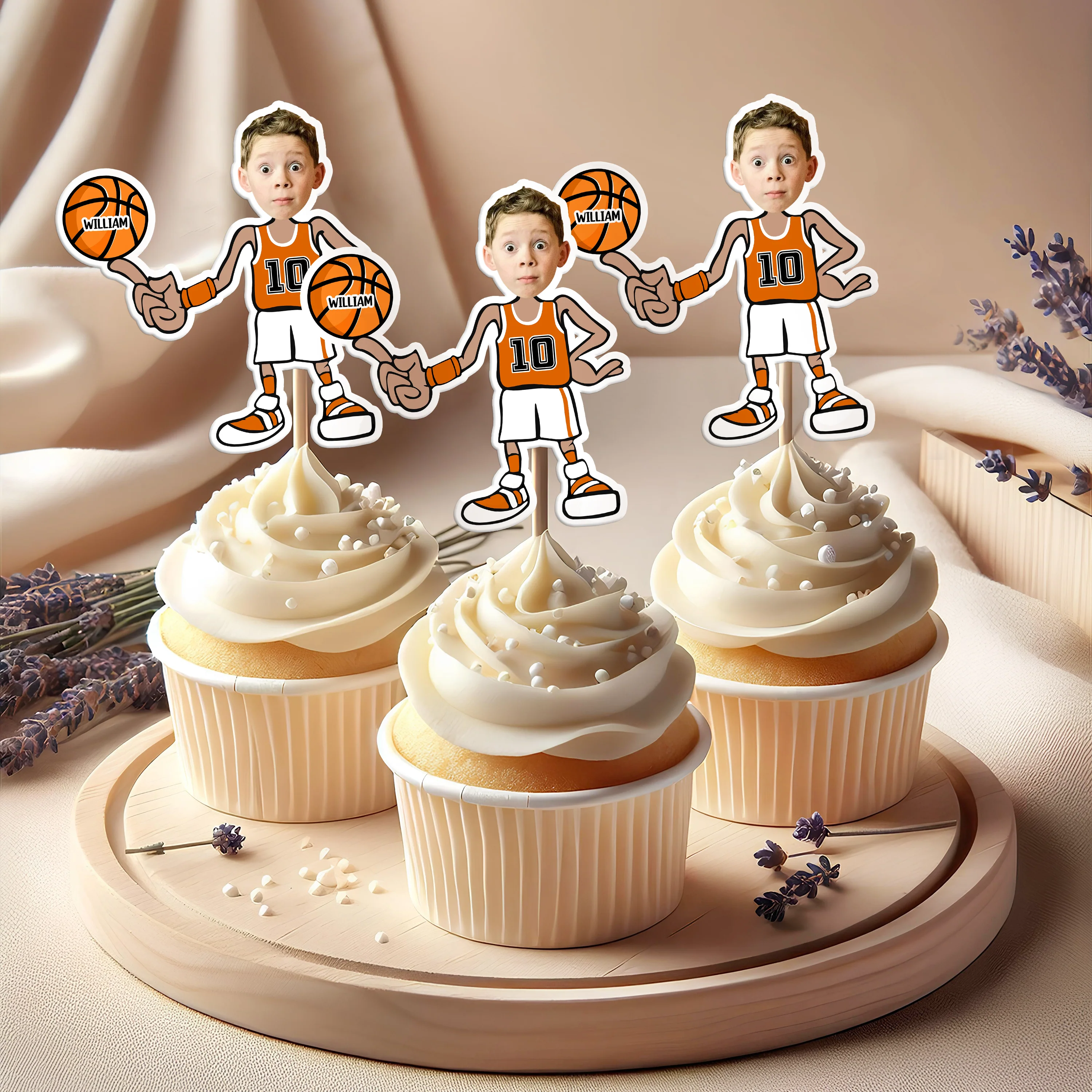 Custom Funny Face Basketball Party Decoration Cupcake Toppers LM32 893187 - Image 5