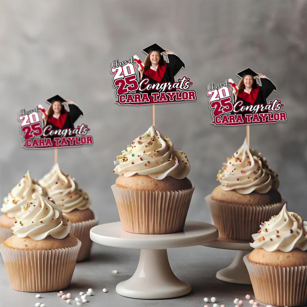 Custom Funny Face Congrats Graduation Party Decoration Cupcake Toppers LM32 893195 - Image 13