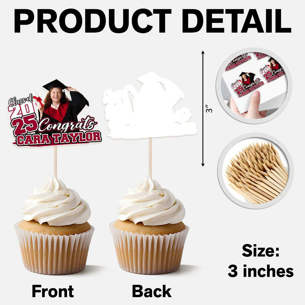 Custom Funny Face Congrats Graduation Party Decoration Cupcake Toppers LM32 893195 - Image 5