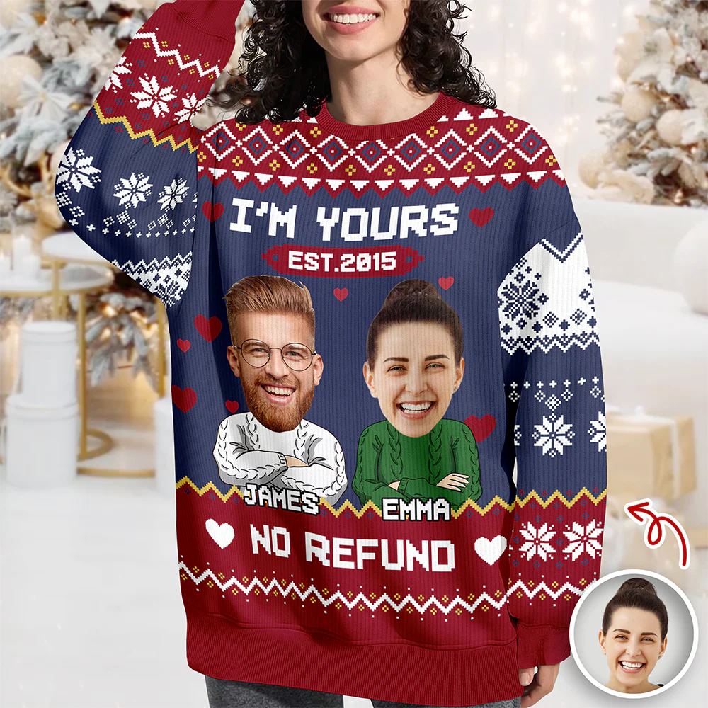 Custom Funny Face You And Me We Are A Team Together Ugly Sweater LM32 895569 - Image 2